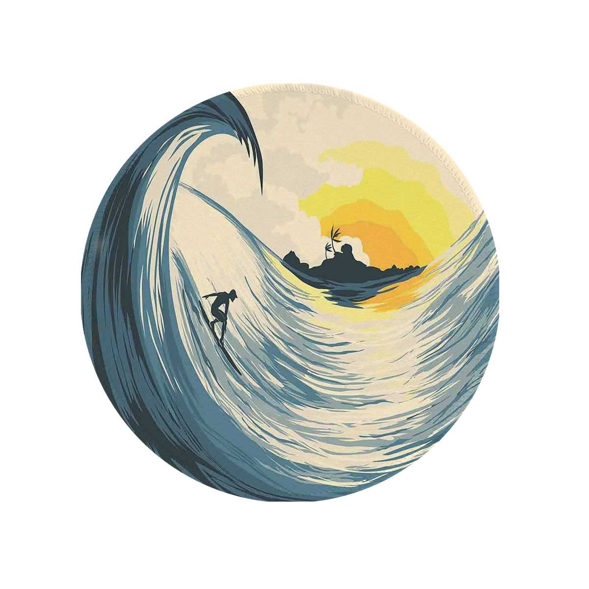 Premium Stitched Edge Mouse Pad - Cute Round Non-Slip Desk Mat for Laptop & Computer (7.9×7.9×0.12 inches) - Tropical Cloud Island Design - Perfect for Office, Gaming & Home Workspace Accessories