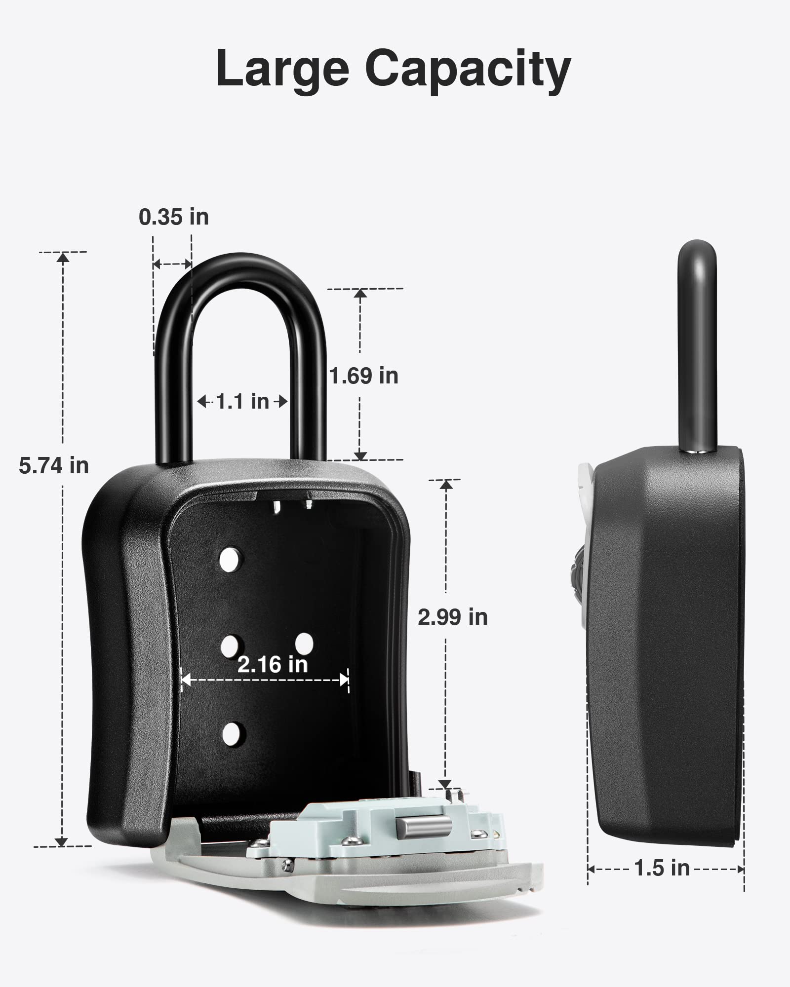 Puroma Key Lock Box - Portable Wall-Mounted Combination Lock Box with Resettable Code for House Keys | Secure Key Storage Solution for Home, Office & Apartment | Weatherproof Design for Outdoor & Indoor Use (1 Pack, Gray)