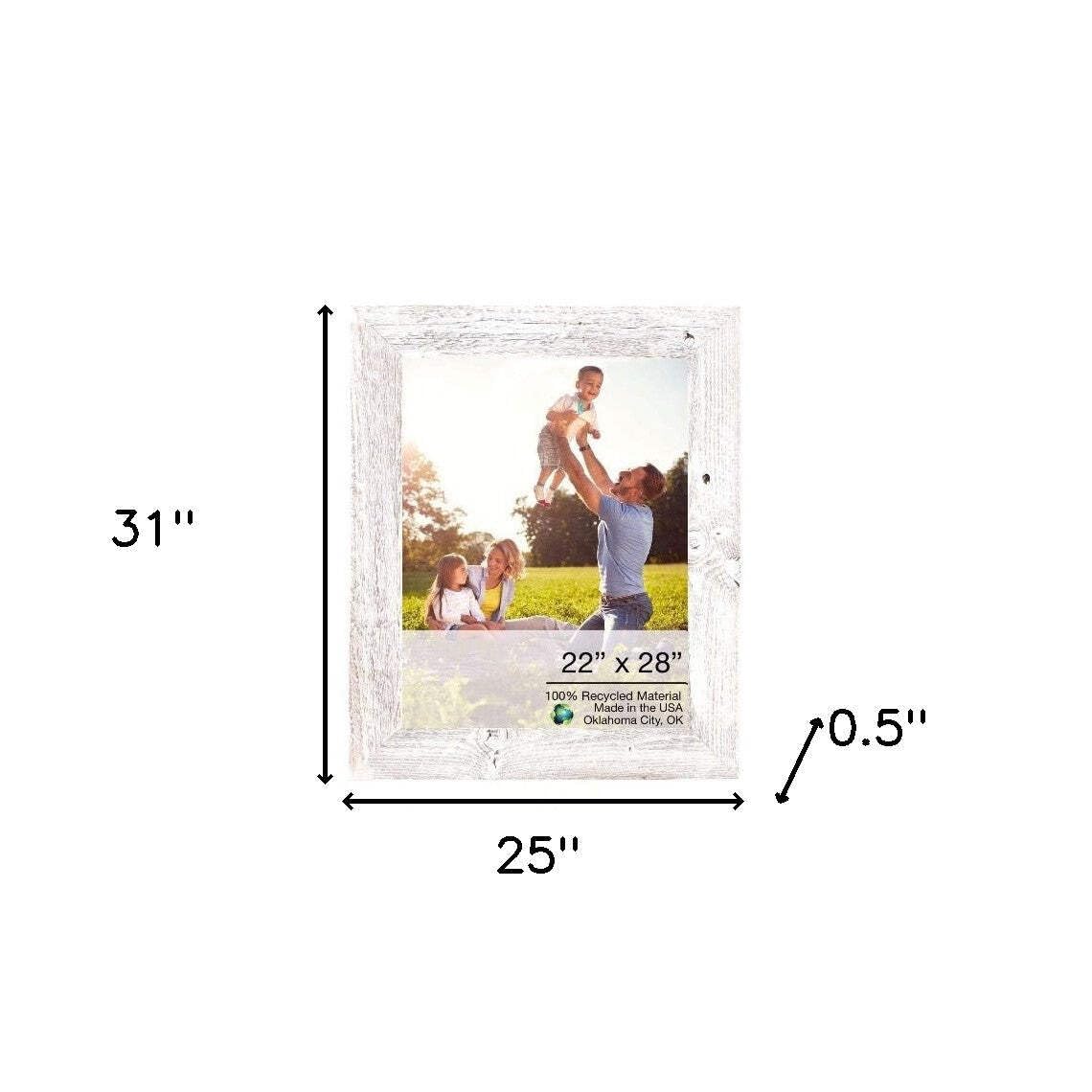HomeRoots 22x28 Inch Rustic Farmhouse White Wash Wood Picture Frame - Perfect for Wall Decor, Family Photos, and Farmhouse Style Home Interiors