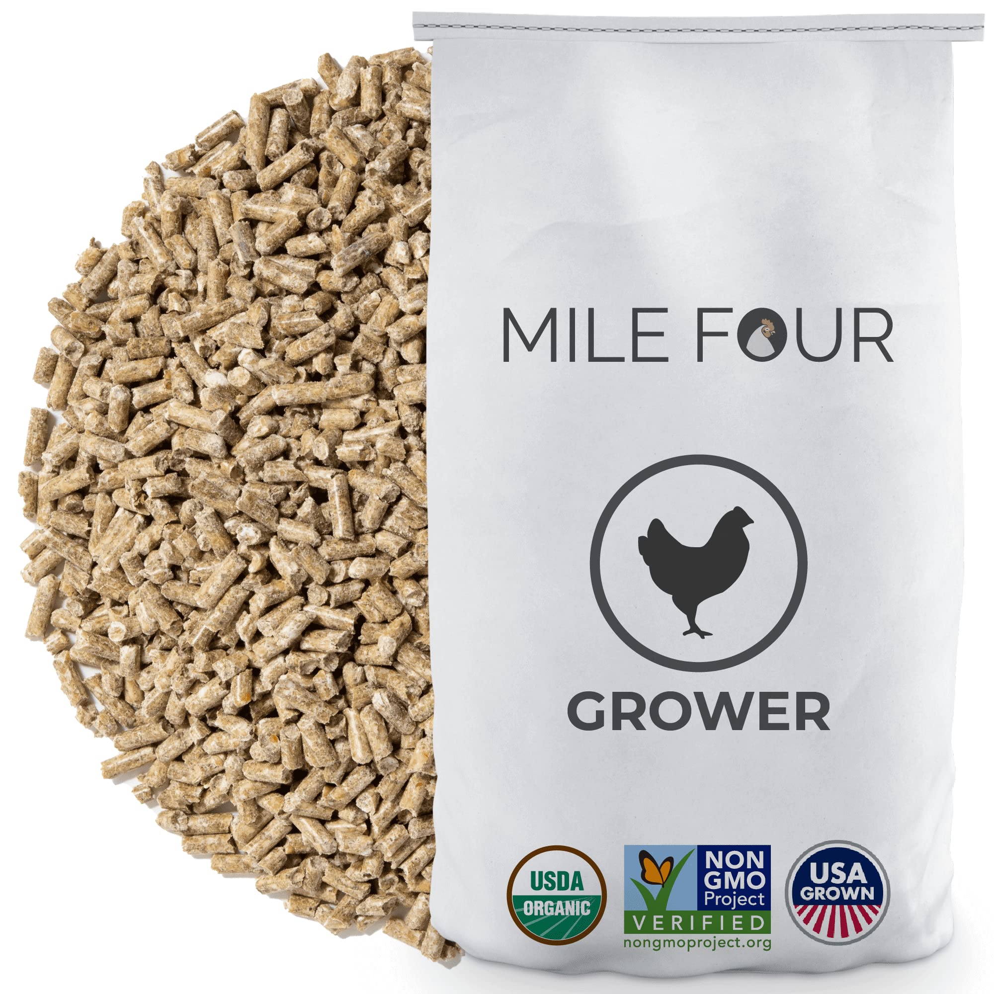 Organic Chicken Feed - 100% US Grown, Non-GMO Certified, Corn & Soy Free Pellets | High Protein 18% Poultry Food | 46lb Bag for Backyard Chickens & Healthy Egg Production | Perfect for Organic Farms & Homesteading