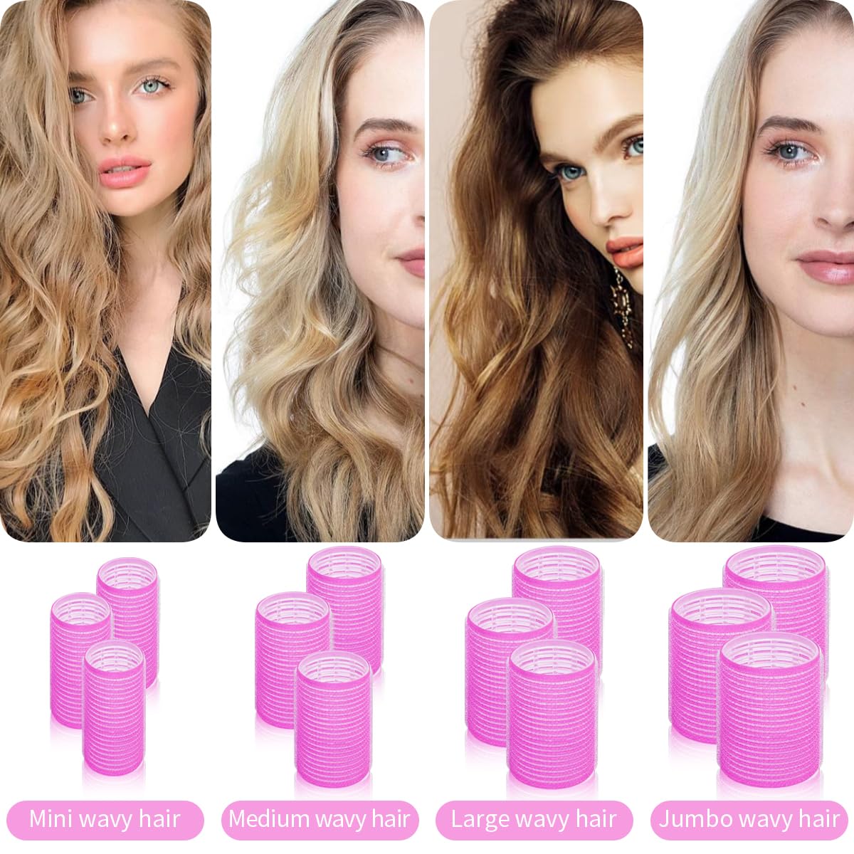 34Pcs Self-Grip Hair Rollers Set with Clips for Volume & Curls - 4 Sizes Salon Quality Hair Curlers for DIY Hairstyling - Includes Storage Bag - Perfect for Home Use, Salon Styling & Party Hairstyles
