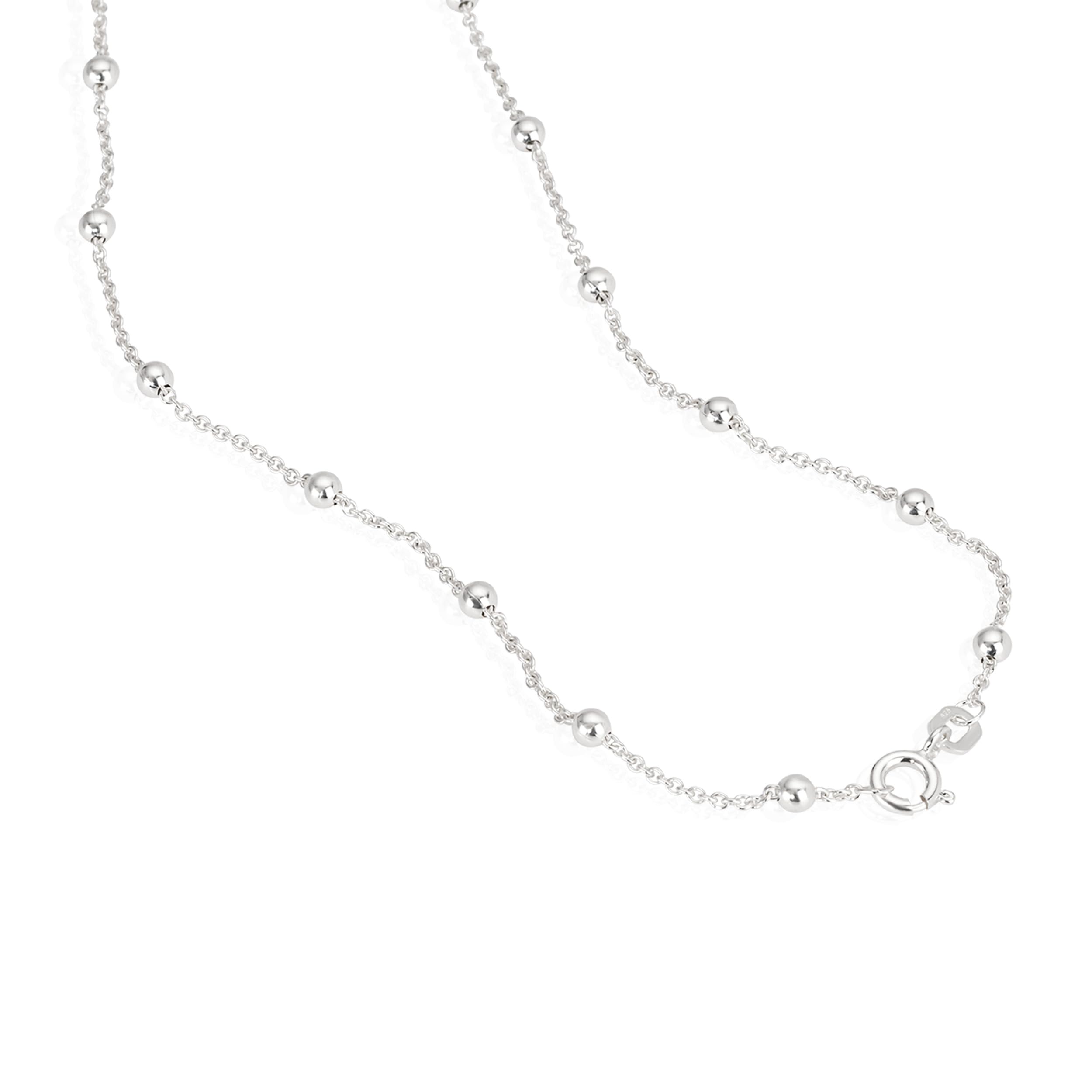 925 Sterling Silver Anchor Chain Necklace - 45cm Round Link with 24 Balls (1878) | Perfect for Layering, Gift Giving & Everyday Wear