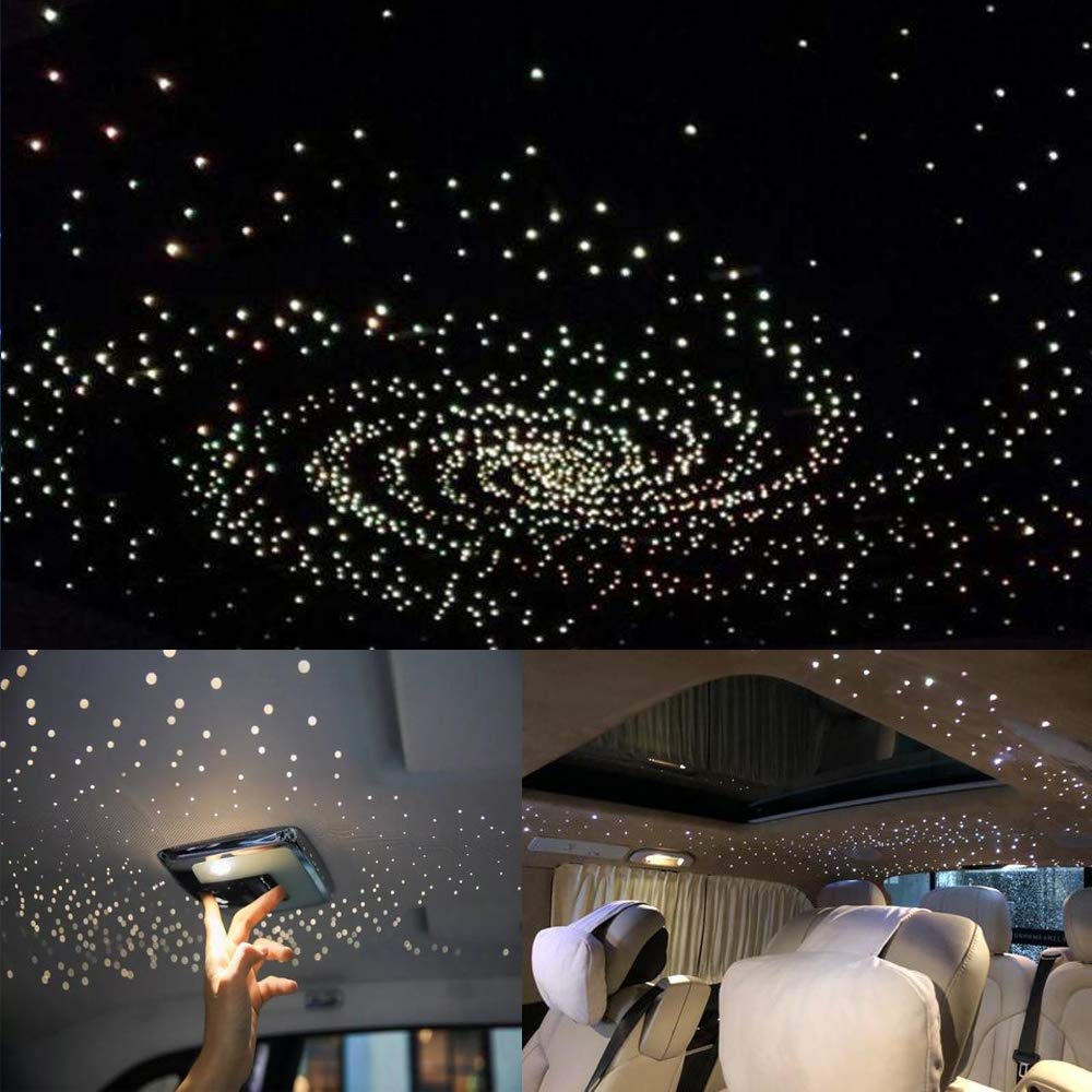 AKEPO 16W Fiber Optic Star Ceiling Light Kit with Music Sync & APP Control - RGBW Sound Sensor LED Light Source for Home & Car Decor, Includes 28-Key RF Remote & 550pcs 0.75mm Fiber Cable (13.1ft/4m) - Perfect for Bedroom, Theater, Party & Relaxation Lighting