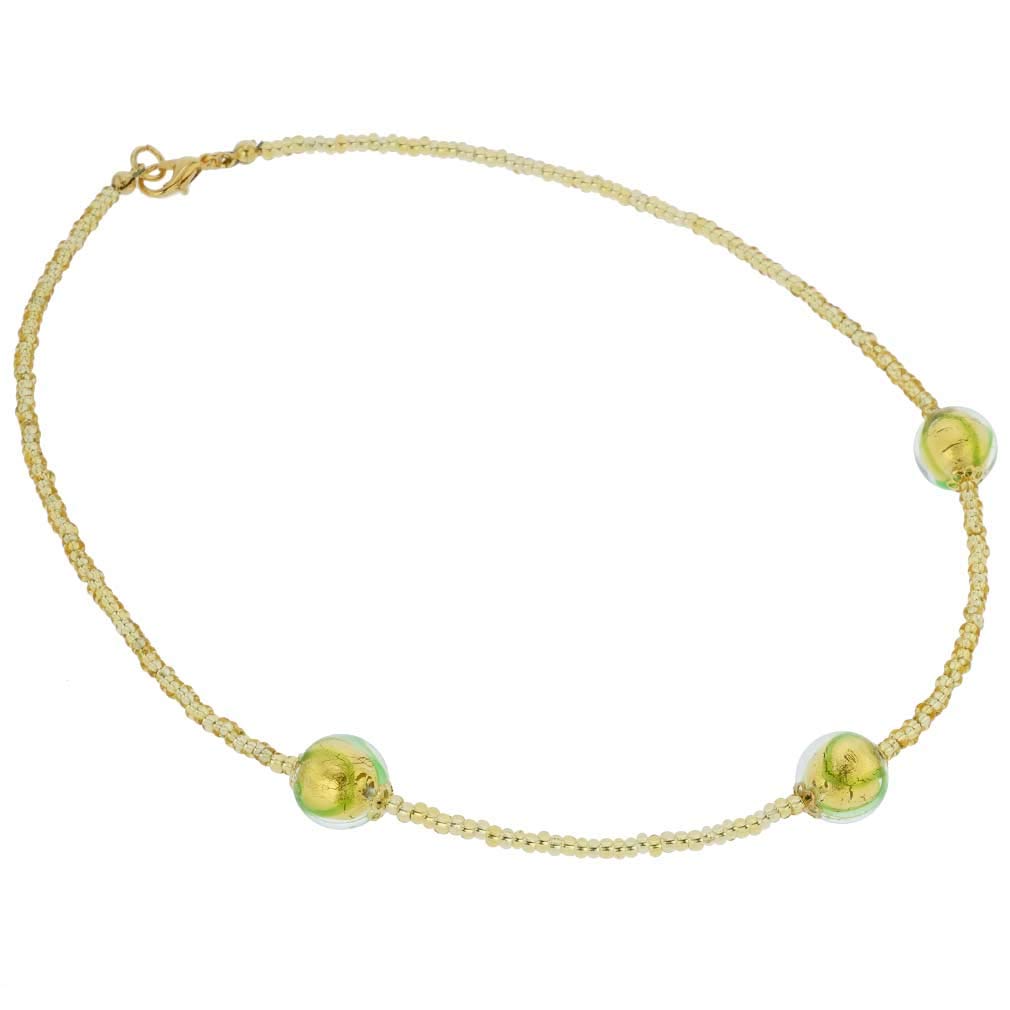Venetian Murano Glass Royal Green Ball Necklace - Handmade Italian Jewelry for Women, Gift for Her, Elegant Statement Piece for Parties & Special Occasions
