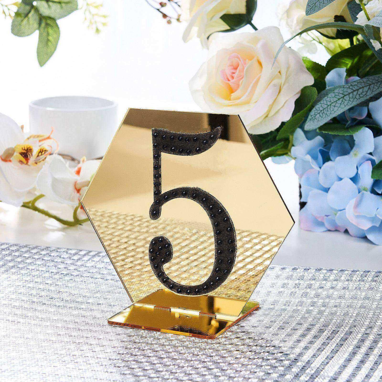 Efavormart 4 Inch Black Self-Adhesive Rhinestone Number 5 Stickers for DIY Crafts, Scrapbooking, Graduation Cap Decorations - Perfect for Birthday Parties, Weddings, and Home Decor Projects