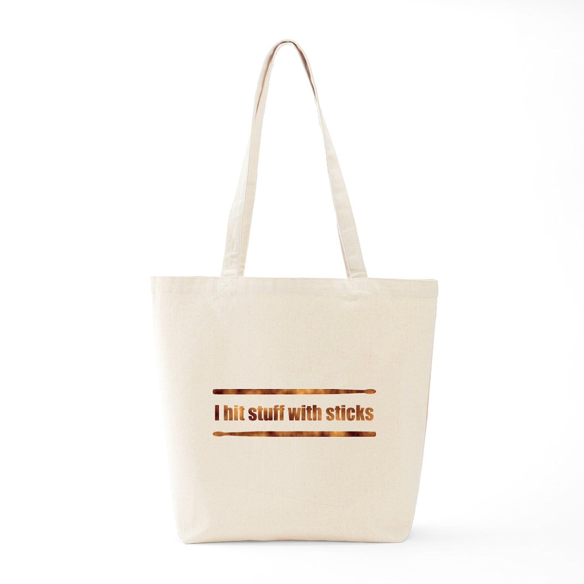 Drum Stick Tote Bag - Natural Canvas Reusable Shopping Bag for Groceries, Beach & Music Lovers | Eco-Friendly Carryall