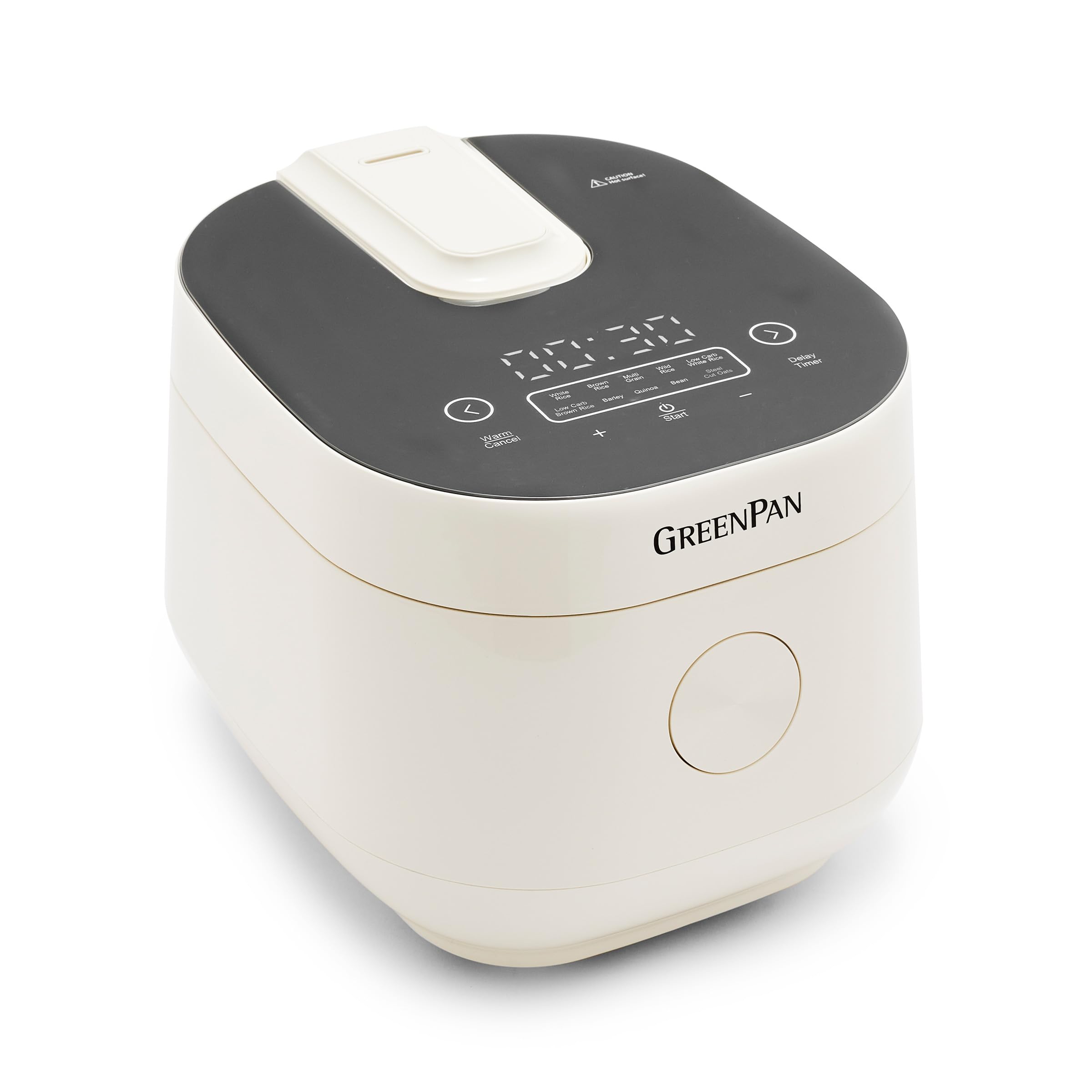 GreenPan Nonstick Electric Rice Cooker - 4 Cups Uncooked (8 Cooked) Capacity, 10 Preset Programs with LED Display, PFAS-Free Ceramic Coating, Delay Timer & Cool-Touch Exterior - Perfect for Healthy Meals, Meal Prep & Family Dinners - White