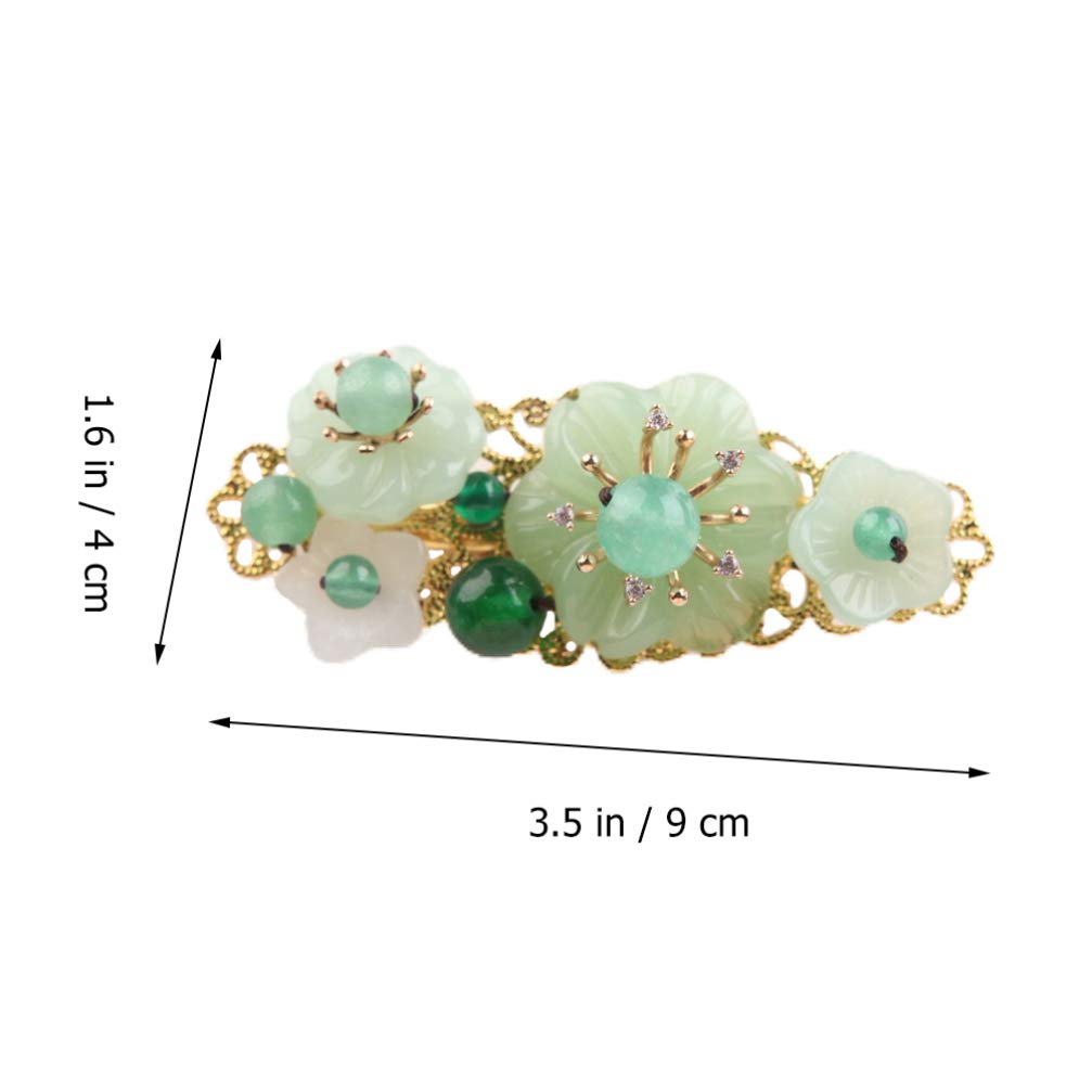 Beaupretty Green Jade Floral Hair Clip - Elegant Ponytail Clamp for Women, Wedding Hair Accessory & Gift - Perfect for Bridal, Prom, Party, and Everyday Wear