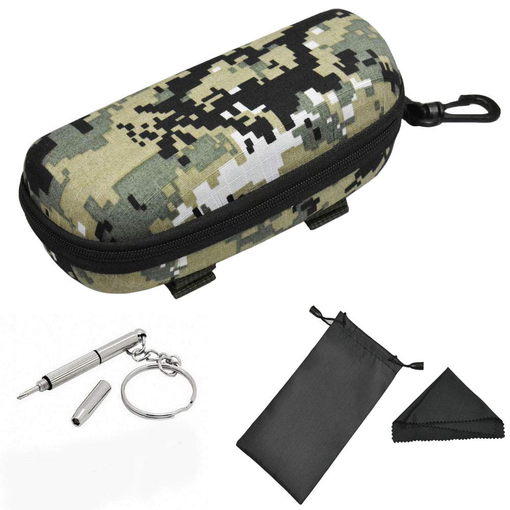 Tactical Molle Zipper Sunglasses Case - Shockproof Hard Shell Sunglasses Pouch for Men & Women - Durable Eyeglass Holder for Outdoor Sports, Hiking, Travel & Daily Use