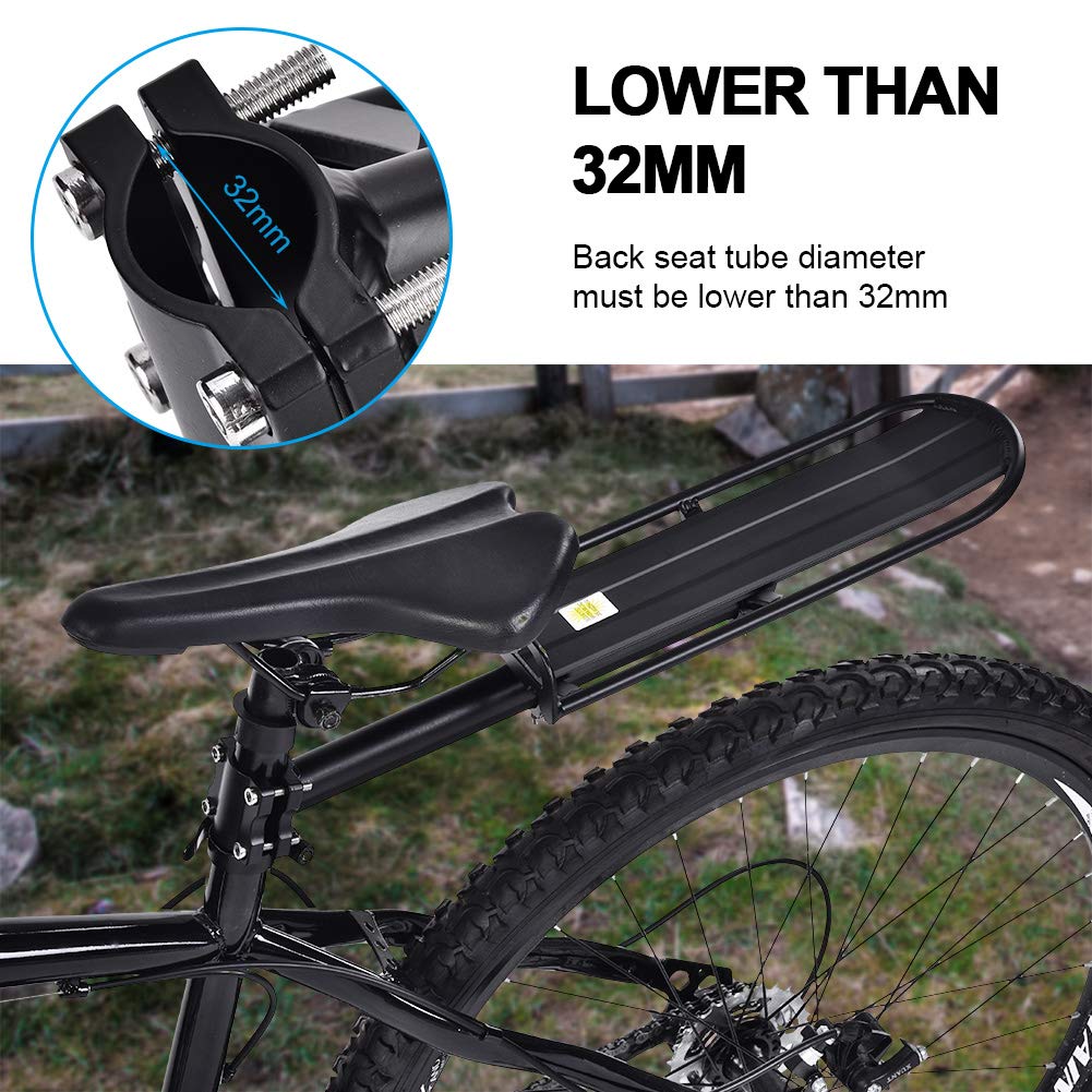 Aluminum Alloy Bike Rear Rack - Quick Release Cargo Carrier for Cycling, Kids Seat & Bike Pegs - Holds 10KG - Perfect for Family Rides, Commuting & Grocery Hauling