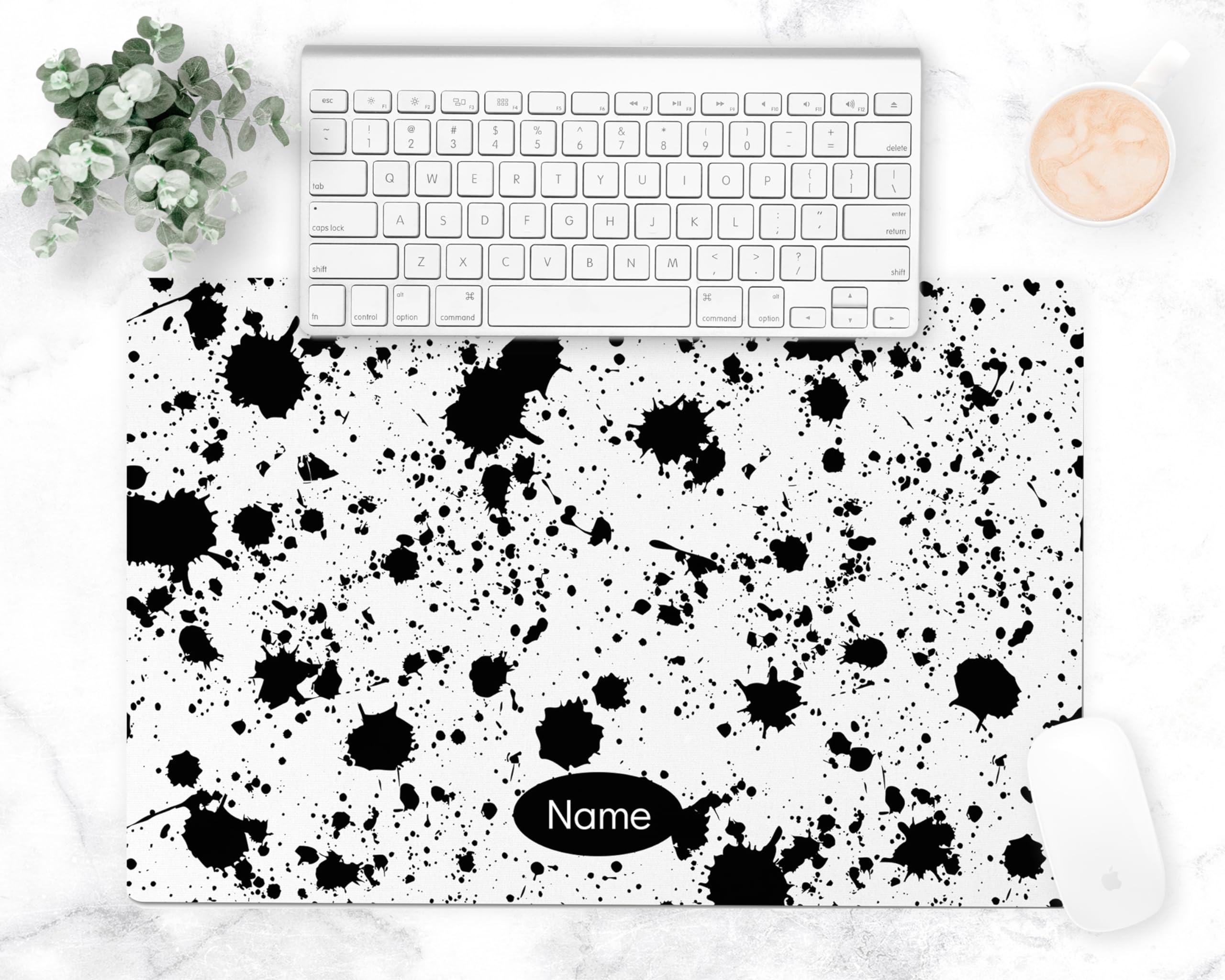 Black and White Paint Splatter Kitchen Counter Mat - 18