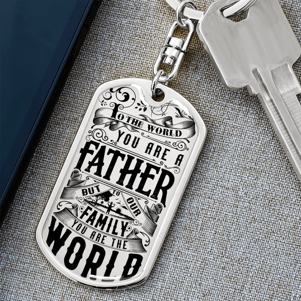 Personalized Dad Keychain - Custom Engraved Dog Tag Keychain with Gift Box | Father's Day Gift, Birthday Present for Dad | Perfect for Father's Day, Christmas & Special Occasions