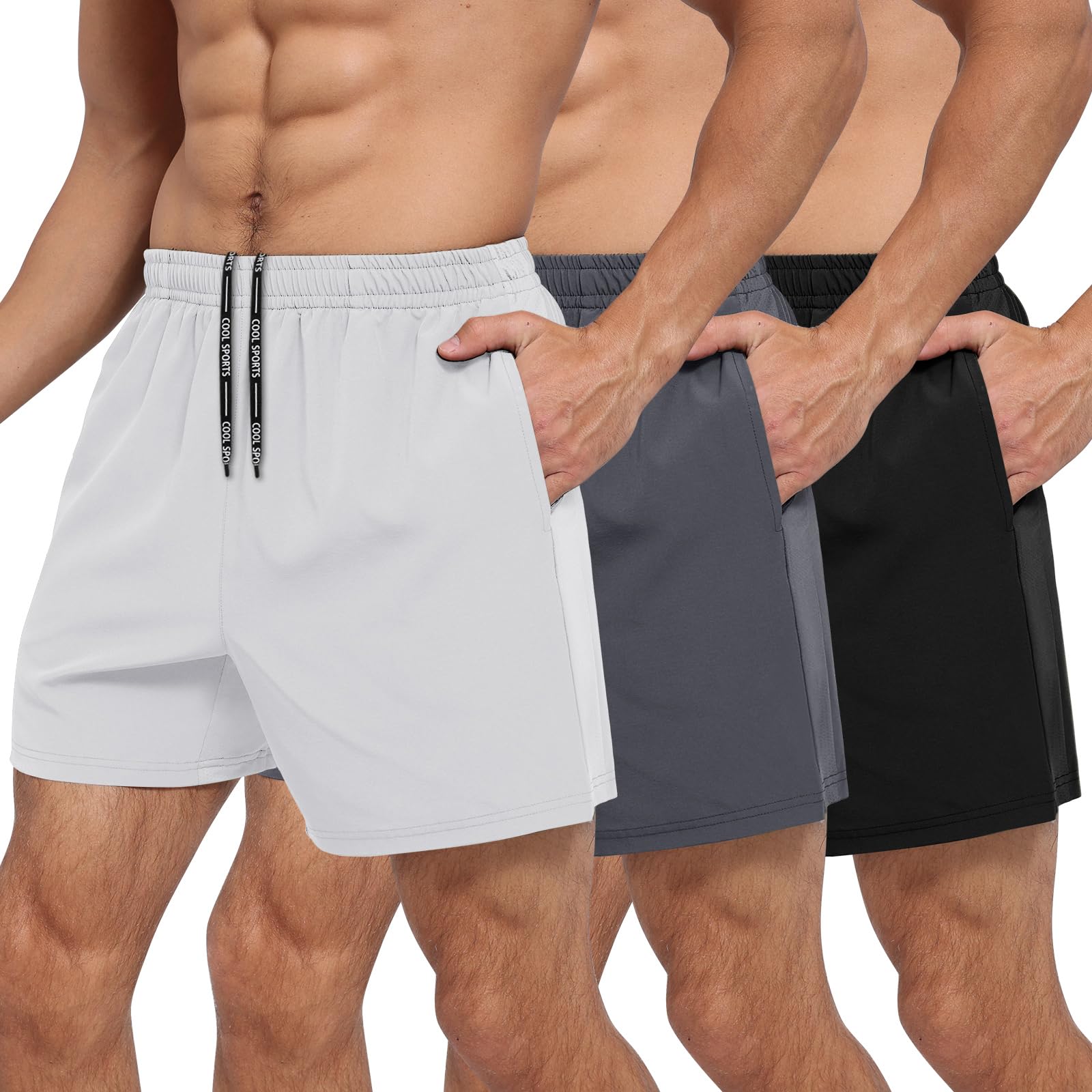 3 Pack Men's Quick Dry Gym Basketball Shorts - Breathable Workout Athletic Shorts with Pockets for Running, Training & Casual Wear | Perfect for Basketball, Jogging & Gym Sessions
