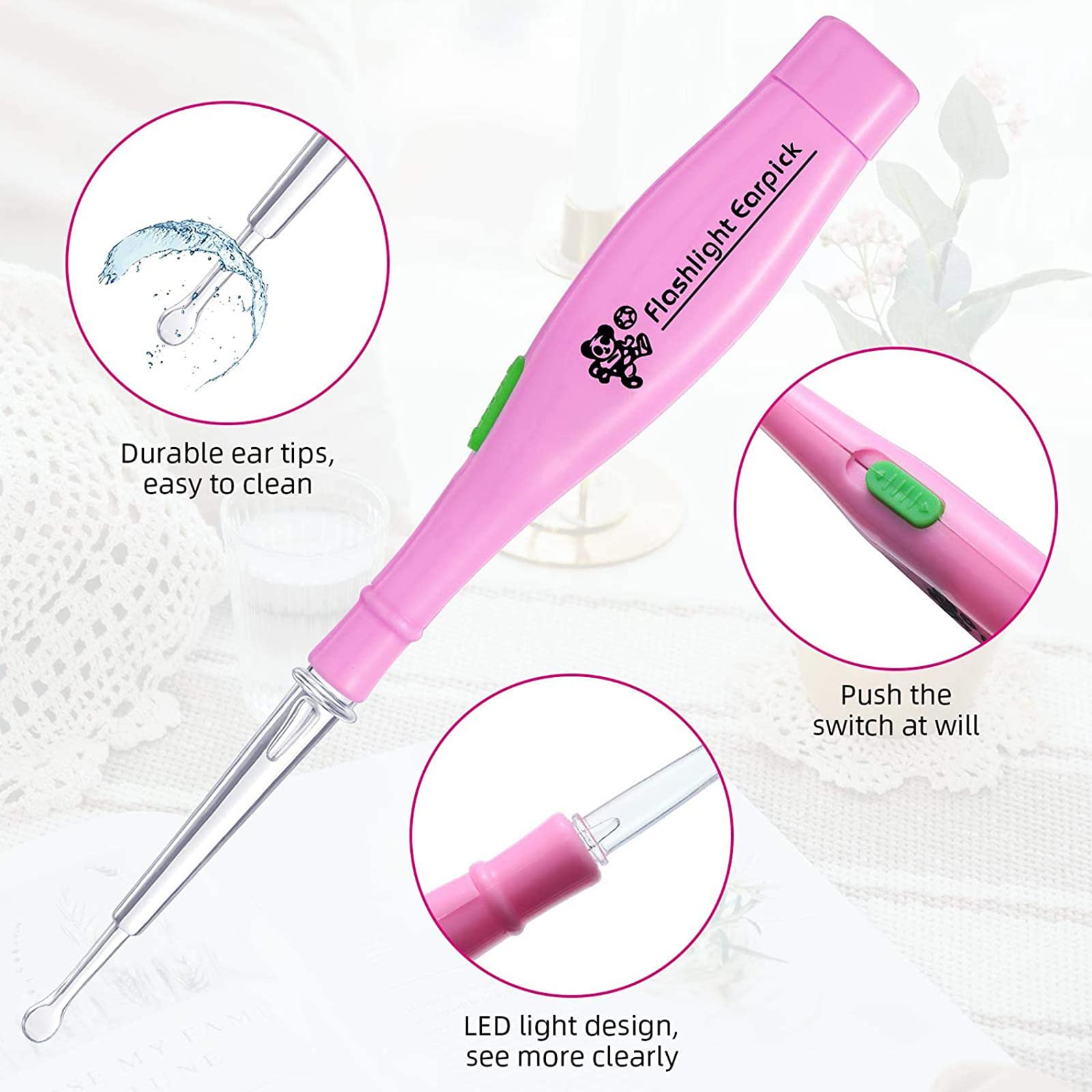 4-Piece Ear Wax Removal Kit with LED Light & Storage Case - Safe Ear Pick, Spoon & Tweezers for Adults - Perfect for Home Use, Travel & Personal Hygiene Care