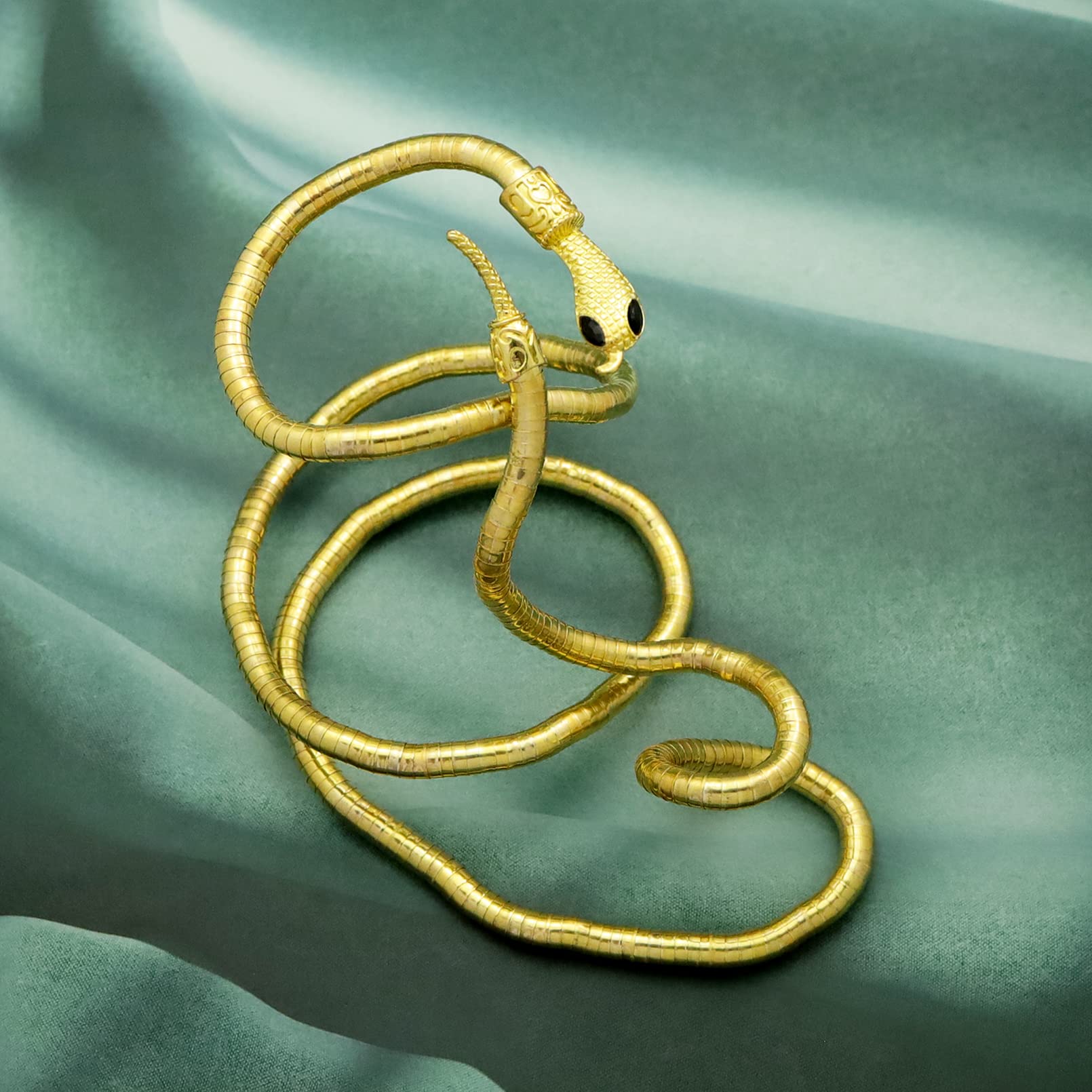 RechicGu Chic Egypt Cleopatra Swirl Snake Arm Cuff Bangle - Adjustable Open Bracelet for Women | Perfect for Costume Parties, Halloween, and Boho Fashion Accessories