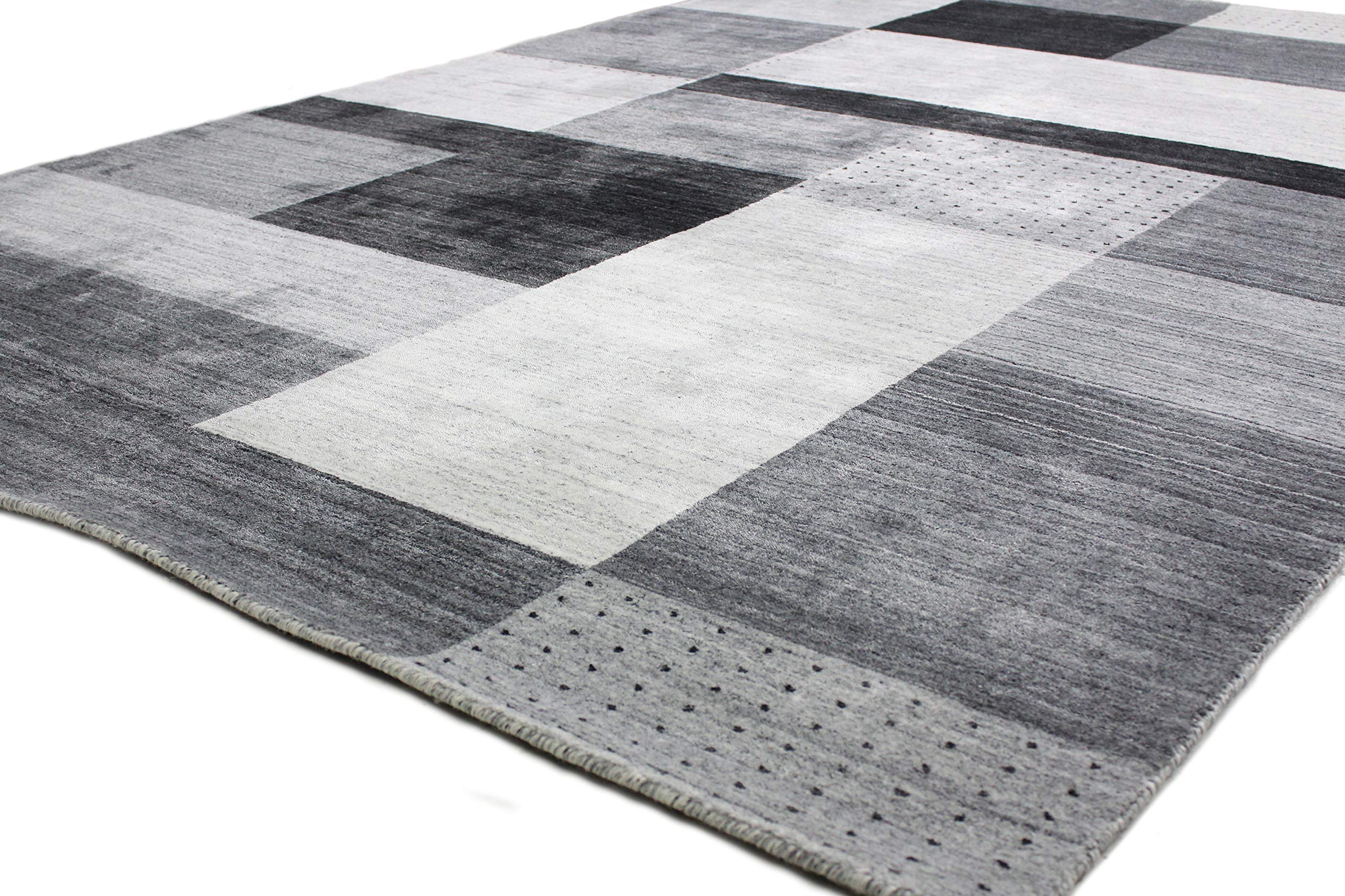 Bashian Collection Luxury Hand Loomed Wool & Viscose Area Rug - 2.6’ x 10’ Ivory/Grey Runner Rug for Entryway, Living Room, Bedroom - Soft & Durable Home Decor for High-Traffic Areas
