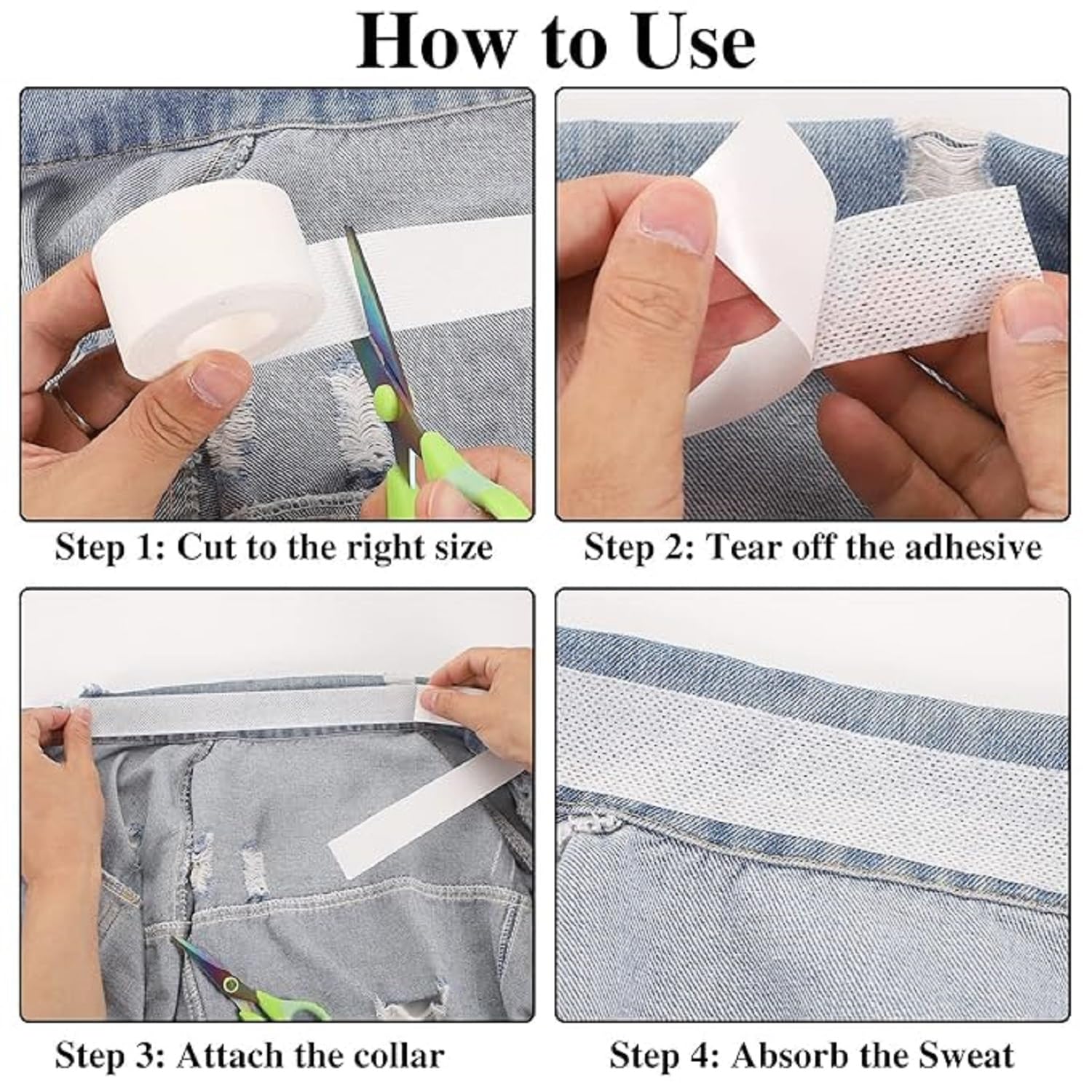 KIRIADA 2-Pack Disposable Collar Protectors - Sweat Absorbing Neck Pads, Anti-Perspirant Stickers for Men & Women, Self-Adhesive Invisible Hat Liners - Perfect for Work, Sports & Outdoor Activities to Prevent Sweat Stains on Shirts