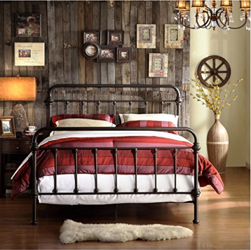 Giselle Antique Dark Bronze Victorian Metal Bed Frame - Full Size Iron Bed with Elegant Scroll Design for Master Bedroom, Guest Room & Vintage Home Decor