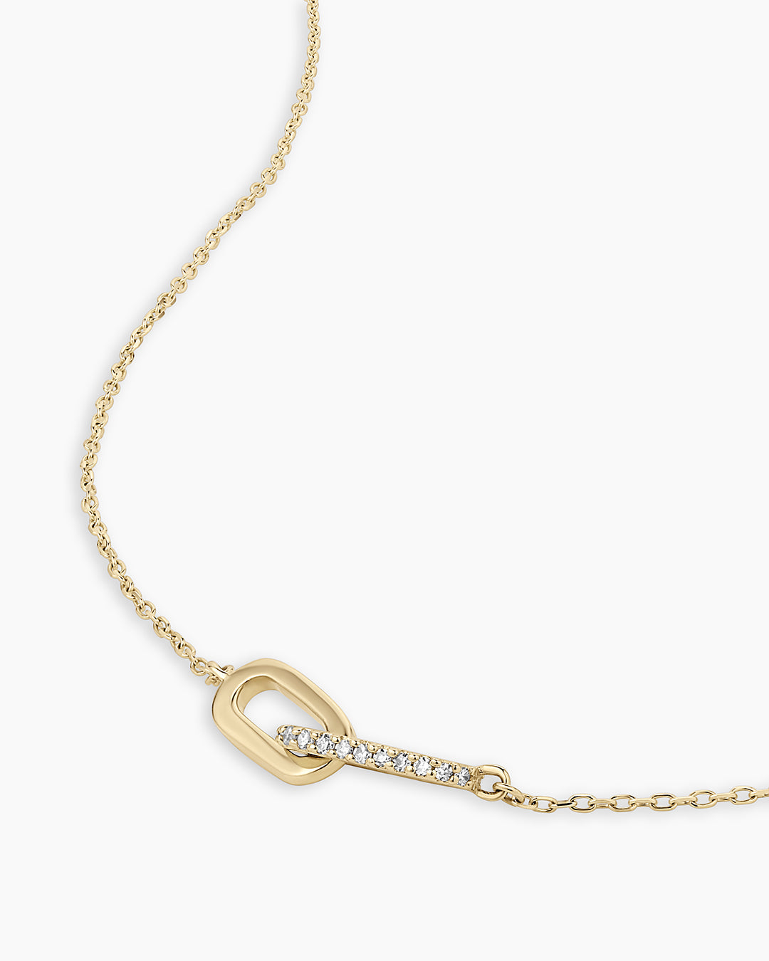 Diamond Bond Interlocking Link Necklace for Women - Elegant 14K Gold Plated Chain Jewelry for Everyday Wear & Special Occasions