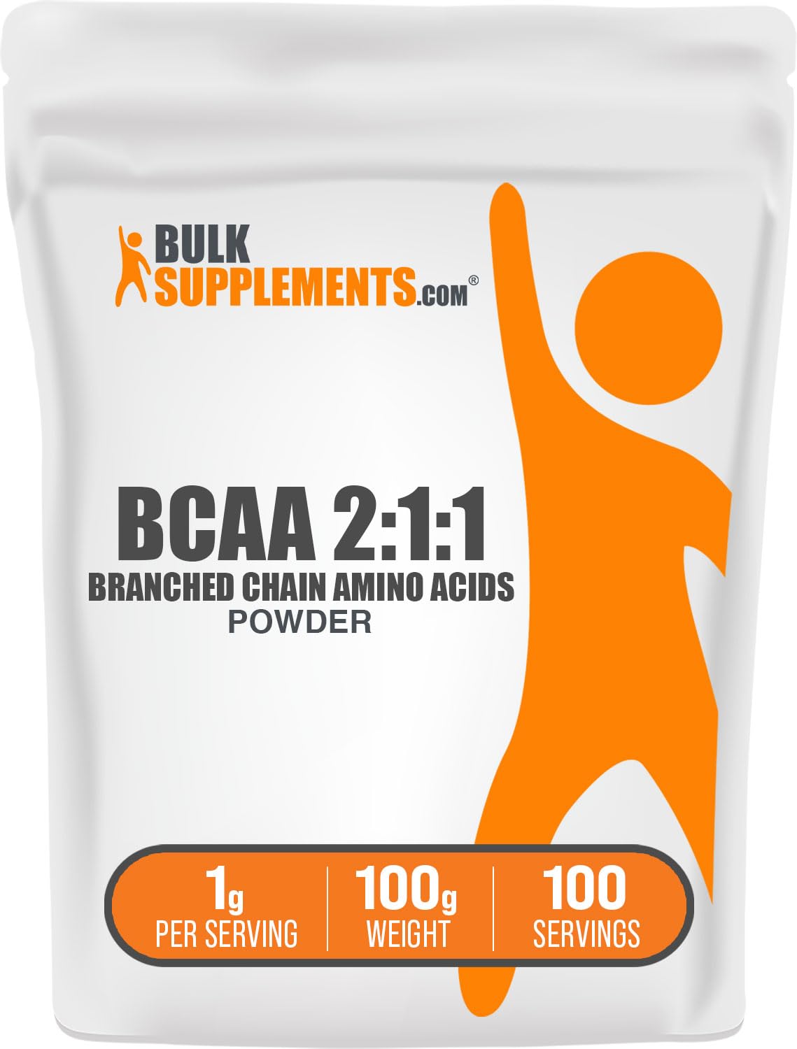 BulkSupplements BCAA 2:1:1 Powder - Unflavored Branched Chain Amino Acids Supplement, Gluten Free, 1g per Serving, 100g (3.5 oz) - Supports Muscle Recovery & Workout Performance for Athletes & Fitness Enthusiasts