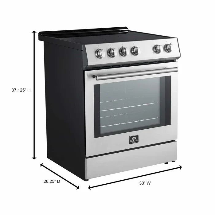 Forno Leonardo 30 Inch Electric Range with 5.0 cu. Ft. Oven - Stainless Steel Built-in Appliance for Modern Kitchens | Perfect for Baking, Roasting & Everyday Cooking | Model FFSEL6012 30