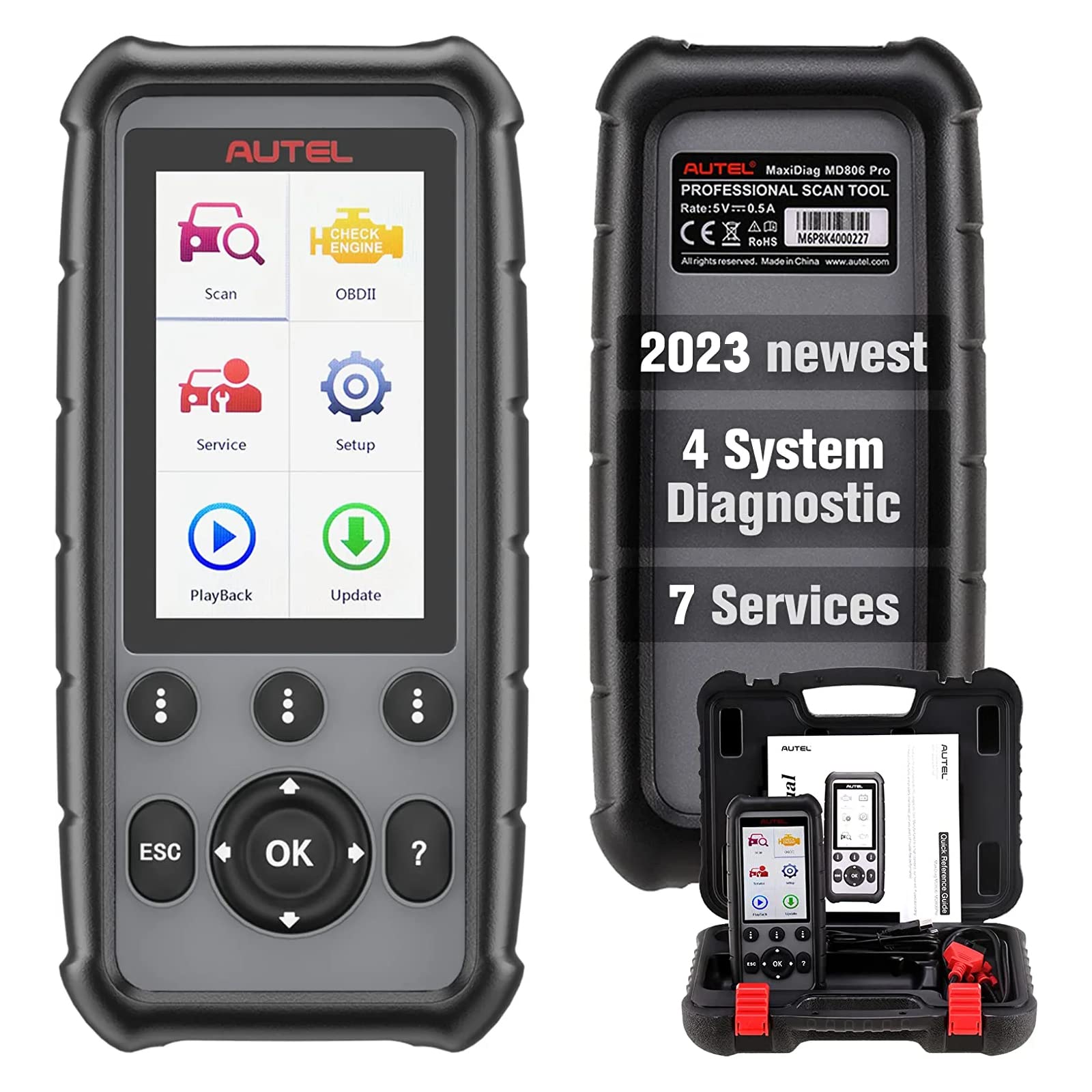 Autel MD802 MaxiDiag Elite OBD2 Scanner - Professional Car Diagnostic Tool for All Vehicles | Check Engine Light, Read & Clear Codes | Perfect for Mechanics & DIY Auto Repair
