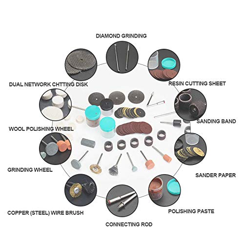 105-Piece Rotary Tool Accessories Kit with 3.2mm Mandrel - HSS Drill Bits & 6pc Circular Saw Blades for Metal Cutting | Compatible with Dremel & Electric Drills | Perfect for DIY Crafts, Woodworking & Metal Projects