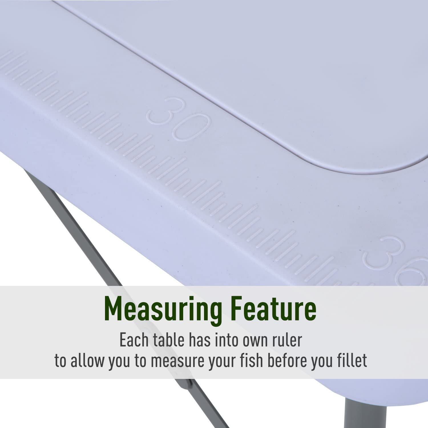 Foldable Camping Table with Removable Sink Covers - Portable Fish Cleaning Station, White Finish, Easy Assembly for Outdoor Cooking, Picnics & RV Trips