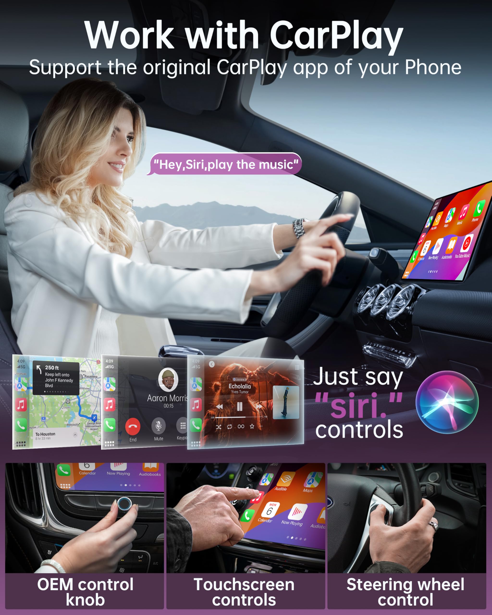 Luckymore Wireless CarPlay Adapter - Convert Wired to Wireless CarPlay Dongle for iPhone iOS 10+ | Plug & Play | Compatible with Cars 2017+ | Seamless Music & Navigation for Commuting & Road Trips