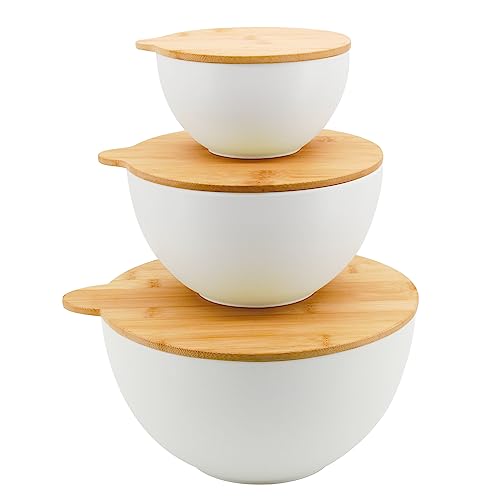 White with Bamboo Lid with Handle