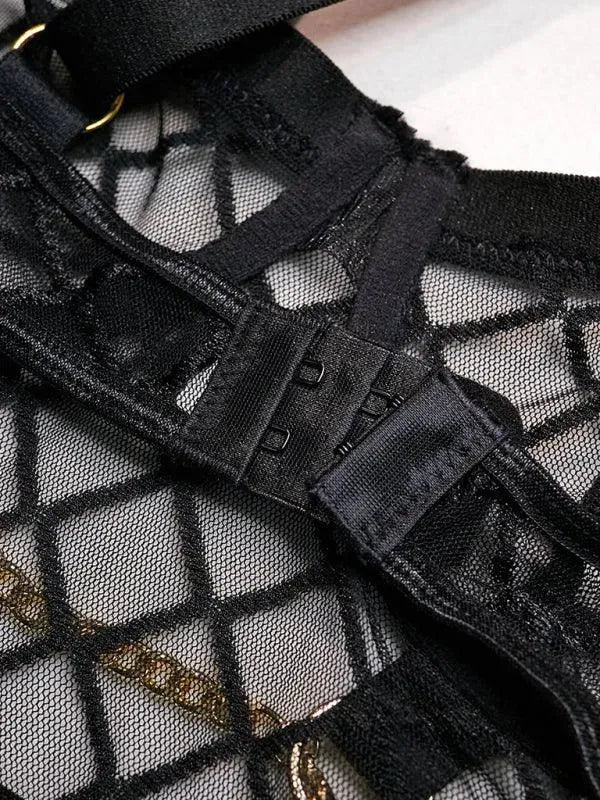 Sexy Women's Cage Lingerie Set - Lace Underwear & Garter Belt for Valentine's Day, Bridal Shower & Romantic Nights