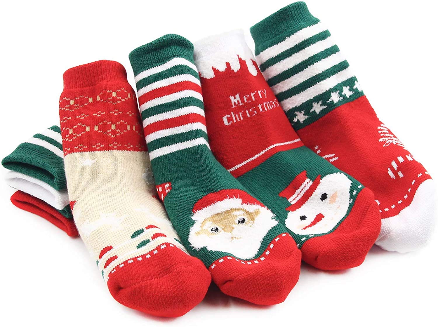 **6 Pack Boys Winter Socks - Warm Thermal Terry Crew Socks for Kids, Cold Weather & Outdoor Activities**