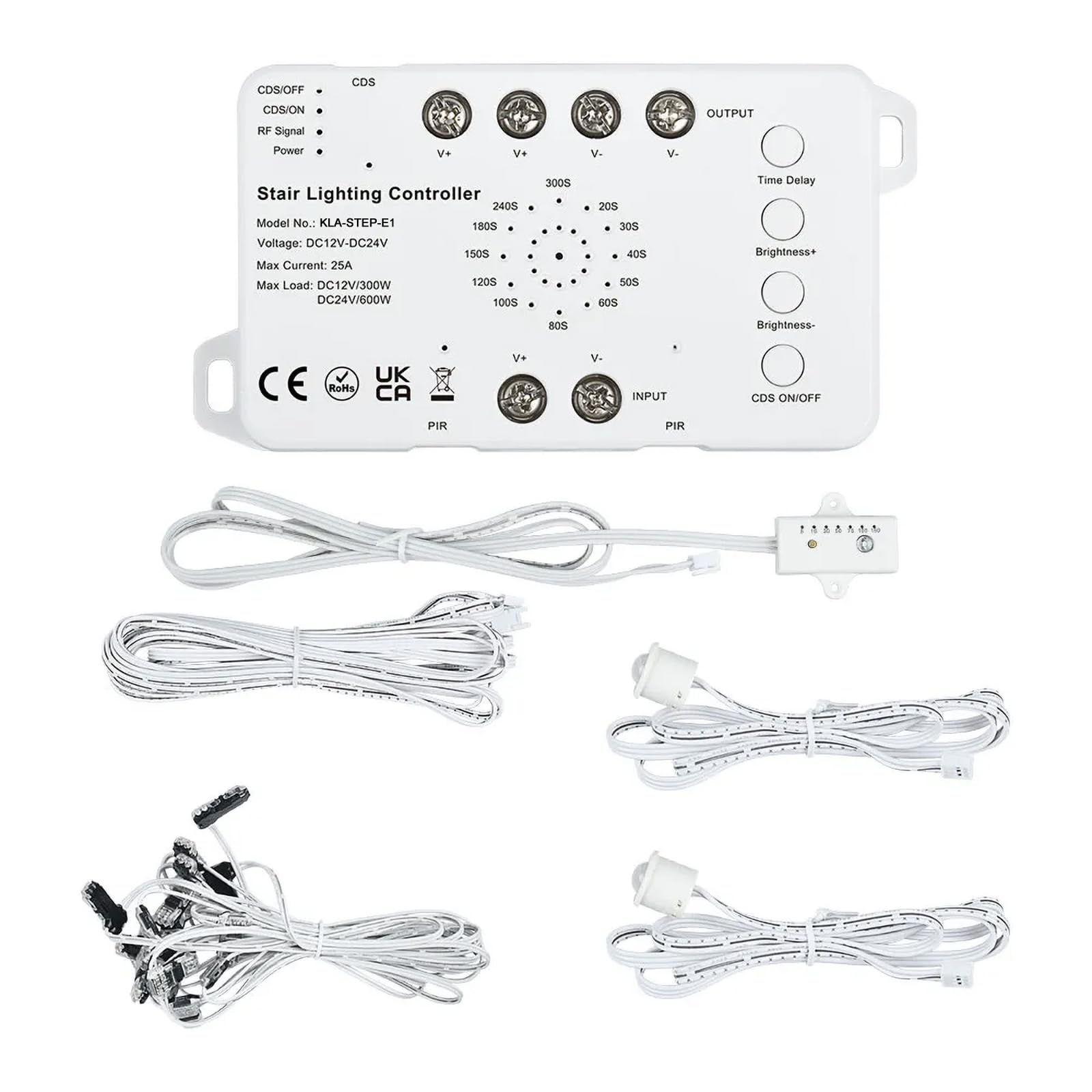 Motion Sensor LED Stair Light Kit with Main Wire - Easy Installation, Daylight Sensor COB LED Step Lights for Indoor Stairs (16 Steps, 3000K Warm White) - Perfect for Hallways, Basements & Bedroom Safety Lighting