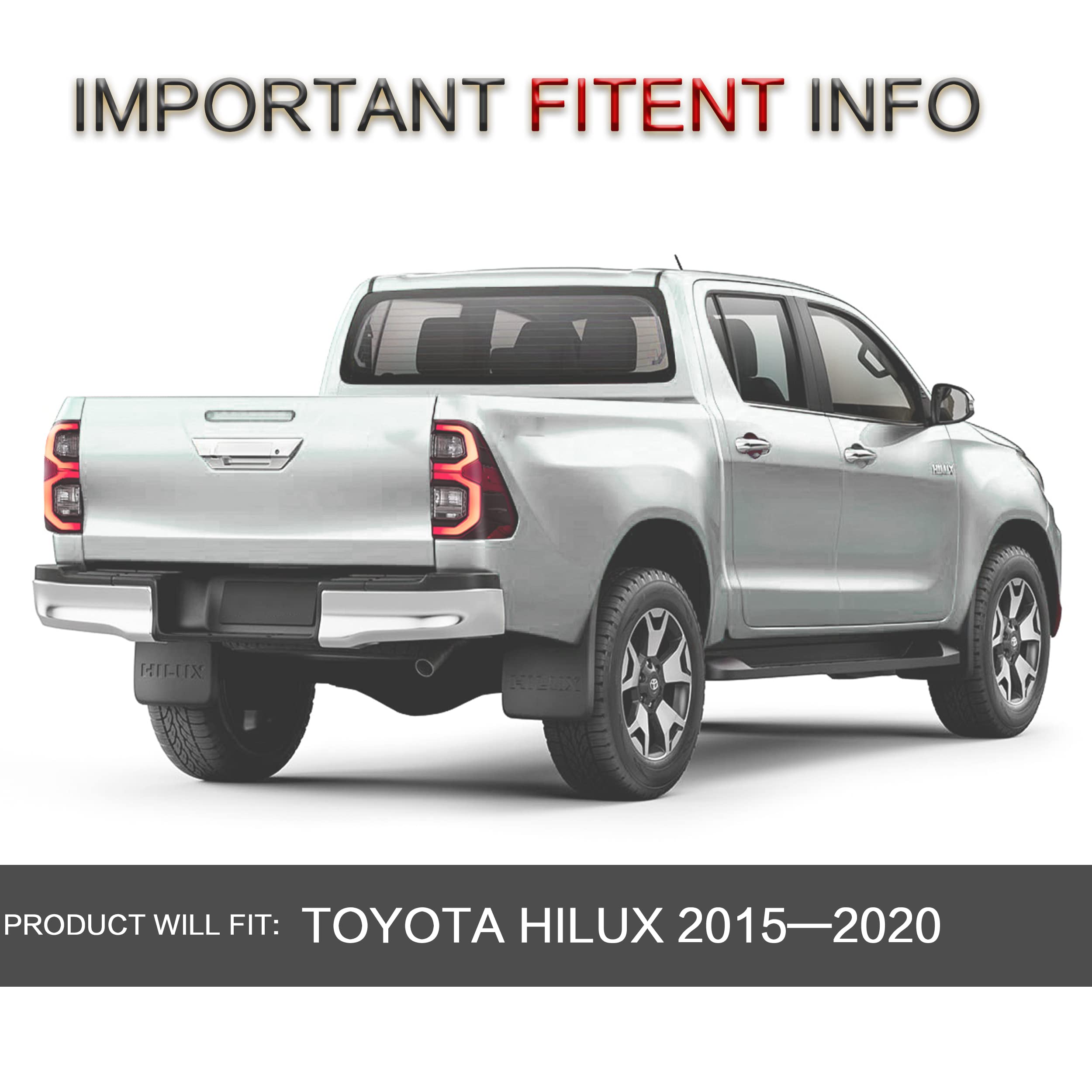 VLAND LED Tail Lights Assembly for Toyota Hilux 2015-2020 - Compatible with Base, Chasis, Doble Cab, SR, DLX Models (Not for Tonka) - Red Rear Lamps with DRL & Turn Signal - Perfect for Off-Roading & Night Driving