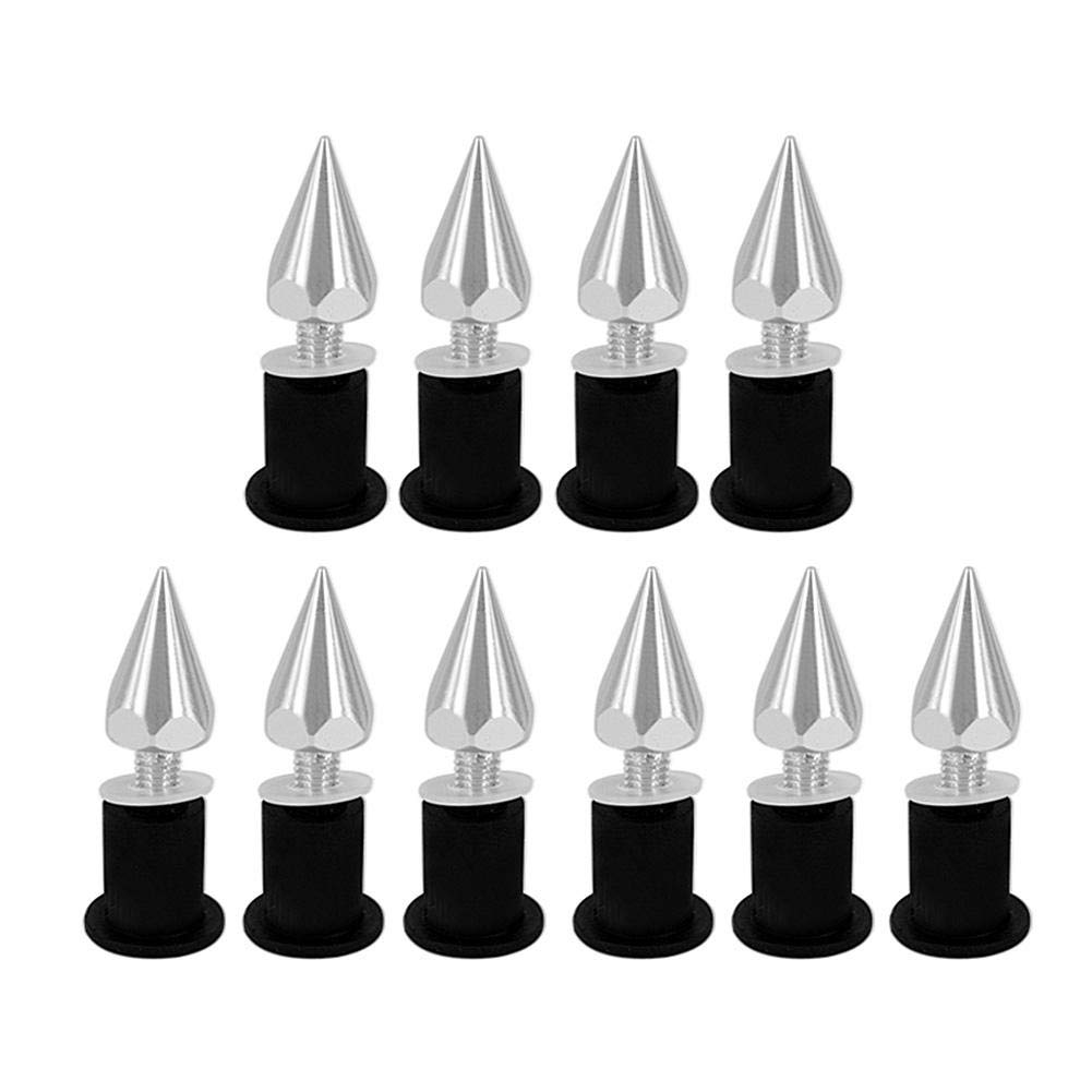 Universal M5 Motorcycle Wind Screen Bolts & Fairing Screw Kit - Silver Stainless Steel Spike Windshield Screws with Nuts - Perfect for Harley, Honda, Kawasaki, Yamaha Bikes & Scooters - Ideal for Windshield Installation, Fairing Repair & Custom Bike Modifications