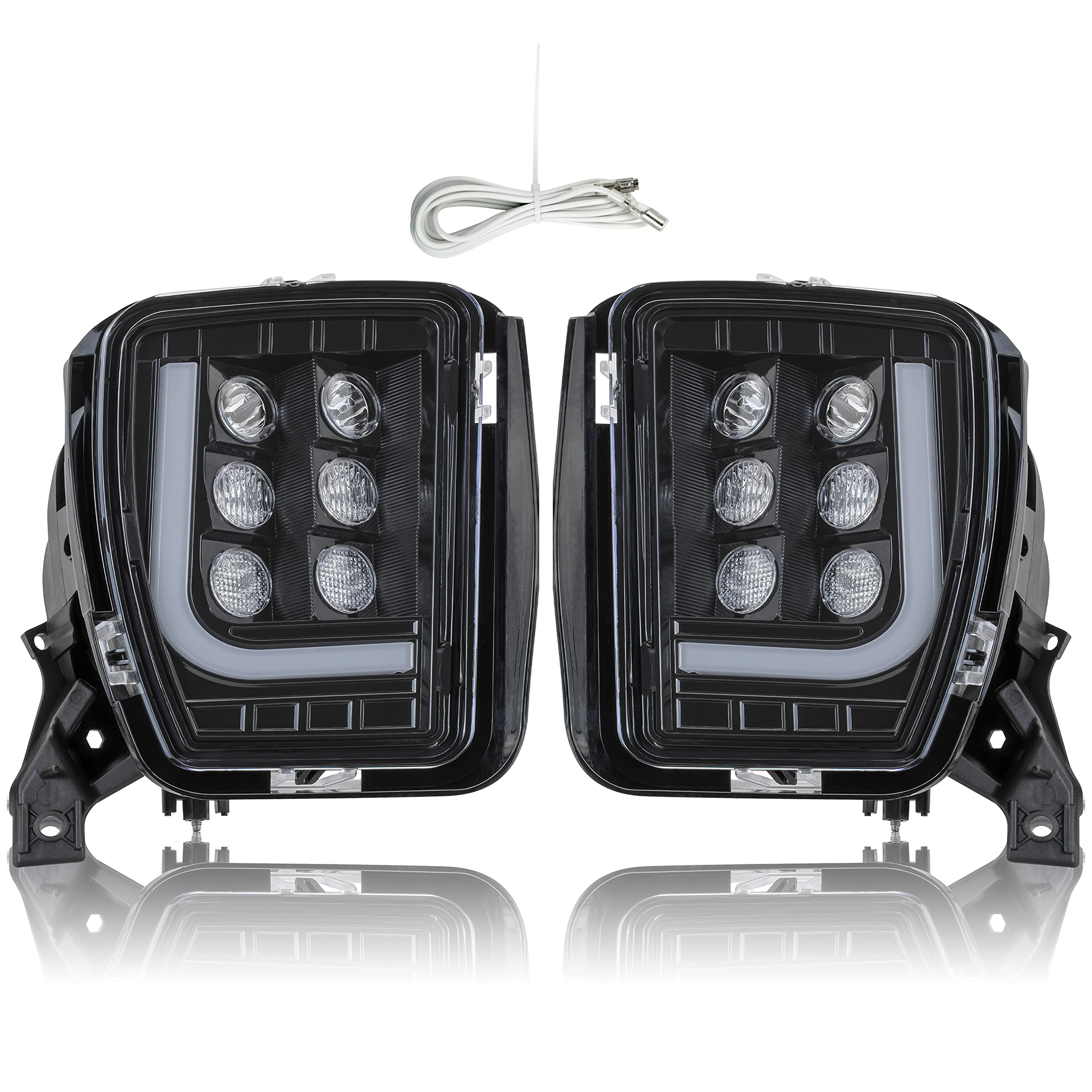 KEWISAUTO LED Fog Lights with Daytime Running Lights for 2013-2018 Dodge Ram 1500 - Plug & Play Bumper Driving Fog Lamps Assembly (2PCS) - Perfect for Off-Roading, Night Driving & Enhanced Visibility