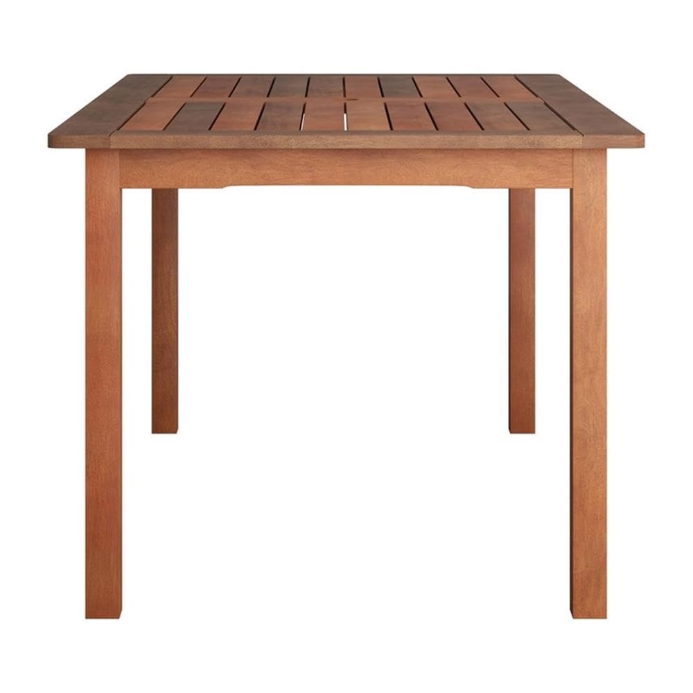 CorLiving Miramar Solid Hardwood Outdoor Patio Rectangle Dining Table - Natural Finish for Backyard, Garden & Poolside Dining | Weather-Resistant & Durable