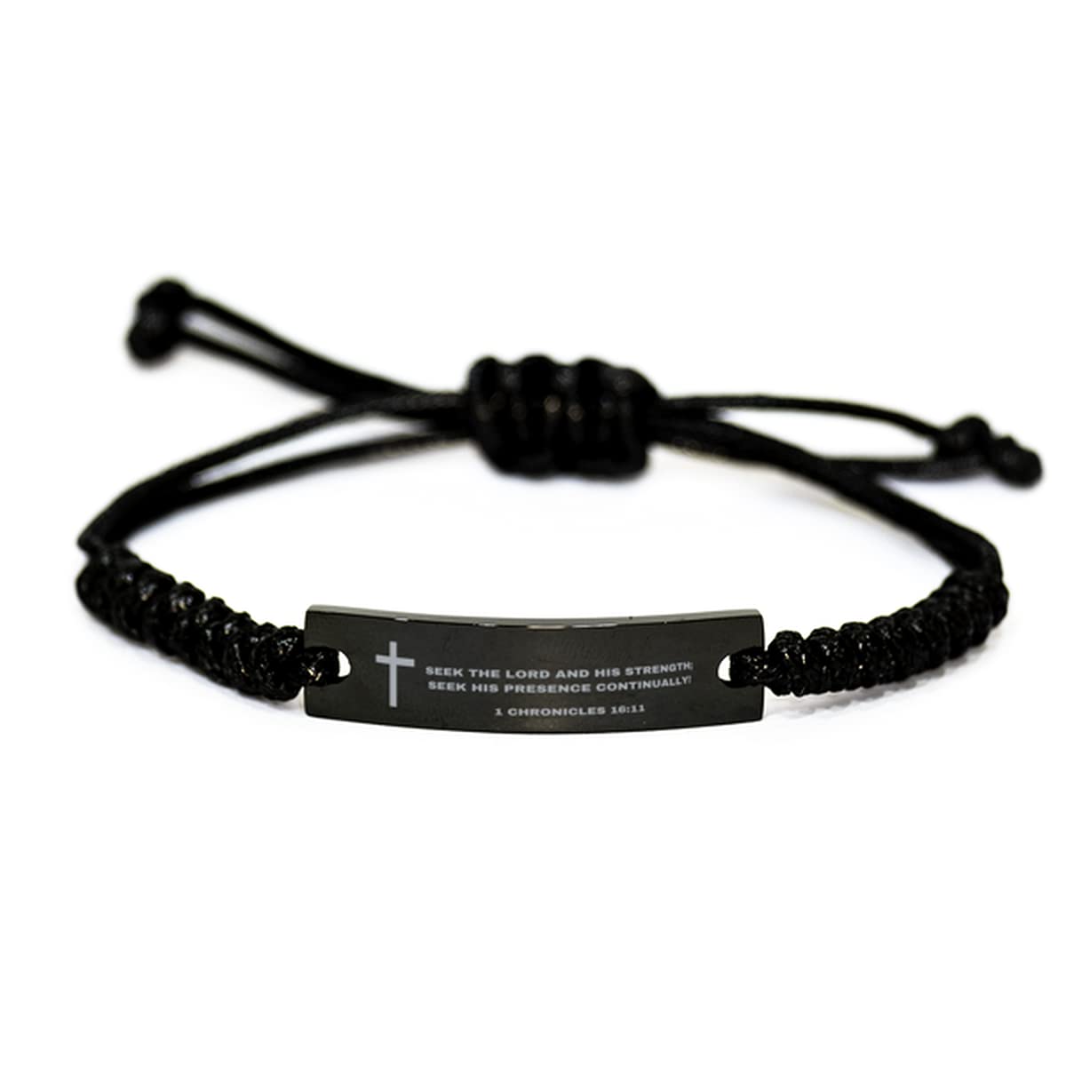 Seek The Lord and His Strength Christian Bible Verse Engraved Stainless Steel Braided Rope Bracelet - Inspirational Faith Jewelry Gift for Men & Women - Perfect for Church, Bible Study and Daily Encouragement