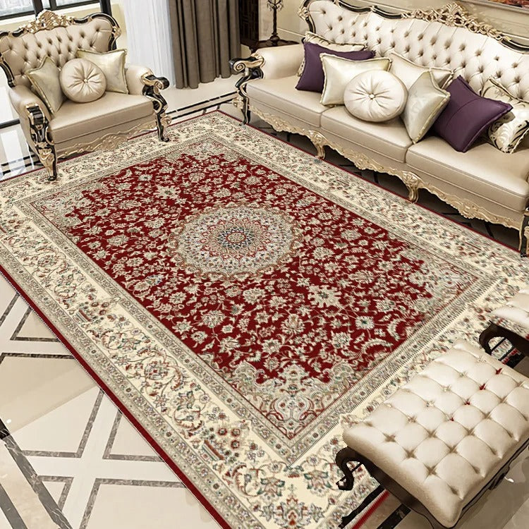 Handmade Persian Maroon Queen Size Luxury Rug - Elegant Vintage Design for Living Room, Bedroom & Home Decor