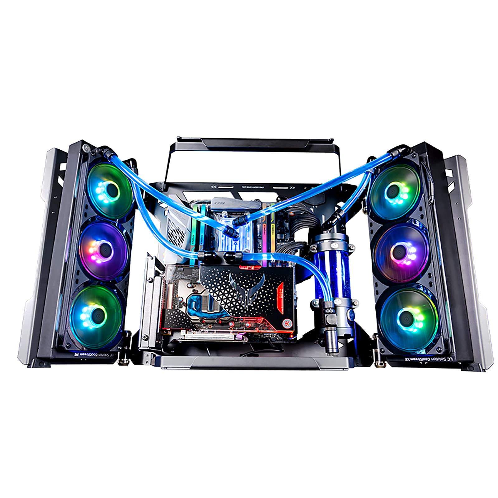 LIQIANG Full Tower PC Gaming Case with Tempered Glass Side Panels - Wall Mountable, Water-Cooling Ready, Open Design for Superior Airflow - Perfect for High-End Gaming Rigs, Streaming Setups & Custom Water Cooling Builds