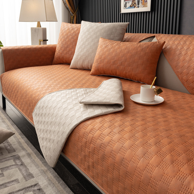 Etta Faux Leather Waterproof Sofa Cover - Universal Fit for Couches, Sectionals & Loveseats - Protects Furniture from Pets, Spills & Stains - Perfect for Living Room, Family Room & Home Theater