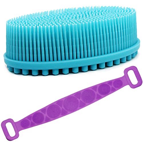 Exfoliating Silicone Body Scrubber & Back Brush - Soft Bristles for Deep Cleansing, Dead Skin Removal & Improved Circulation - Perfect for Shower, Bath & Spa Day Self-Care