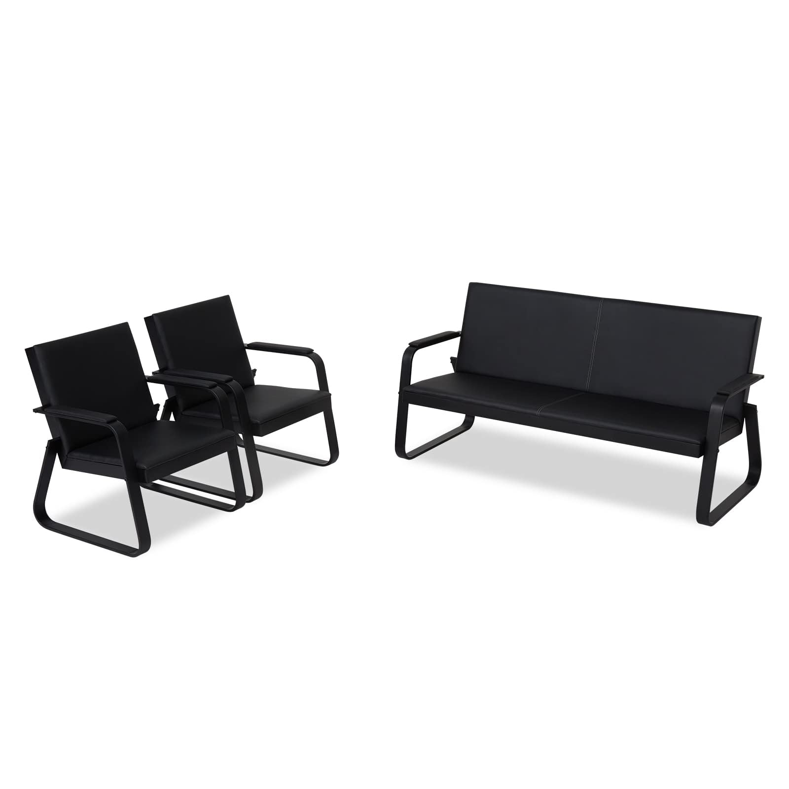 Kinsuite 5-Seat PU Leather Waiting Room Chairs - Modern Reception Guest Chairs for Office, Lobby, Airport, Barber Shop & Clinic - Durable Bench Seating with Comfortable Cushions