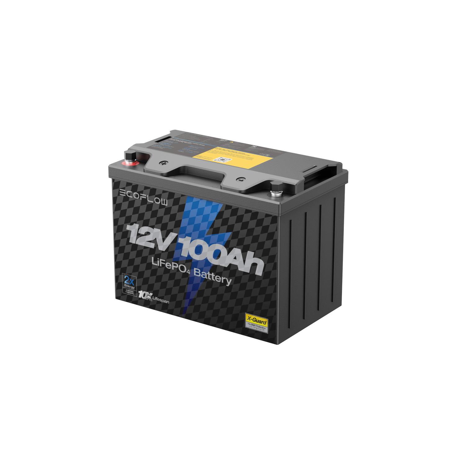 EcoFlow 12V 100Ah LiFePO4 Deep Cycle Lithium Battery for RV, Solar, Marine & Off-Grid Power - Long Lasting Rechargeable Battery for Camping, Boating & Emergency Backup