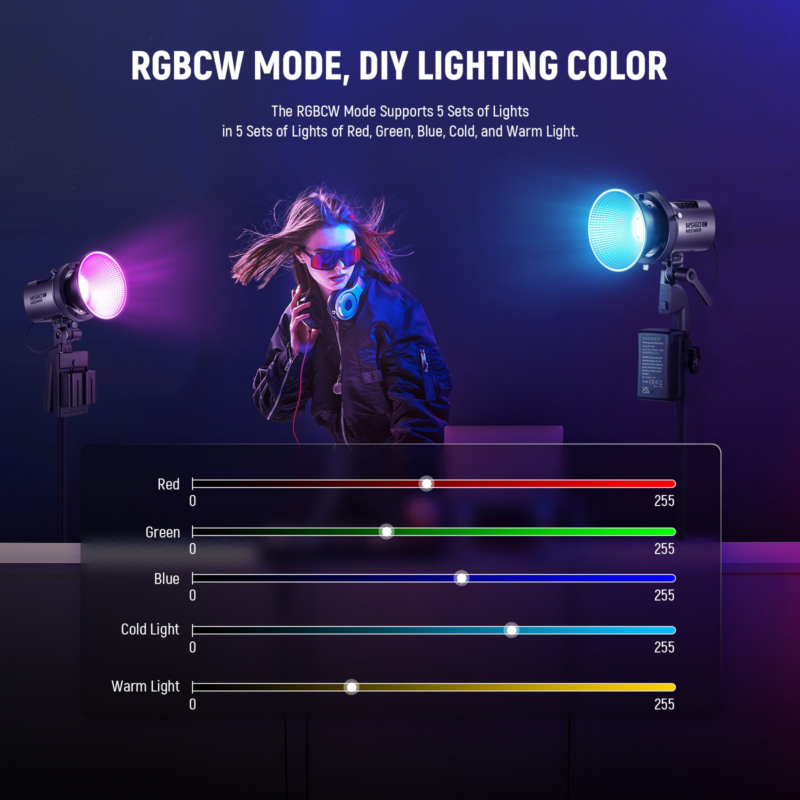 NEEWER MS60C RGB LED Video Light - Handheld Spotlight for YouTube, Vlogging, Photography & Live Streaming - Perfect for Content Creators & Filmmakers