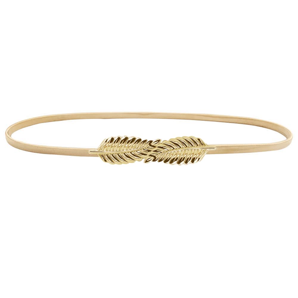 Sparkling Women's Elastic Leaf Waist Belt - Adjustable Waistband for Dresses, Skirts & Pants - Metallic Body Chain Jewelry - Perfect for Parties, Weddings & Evening Events