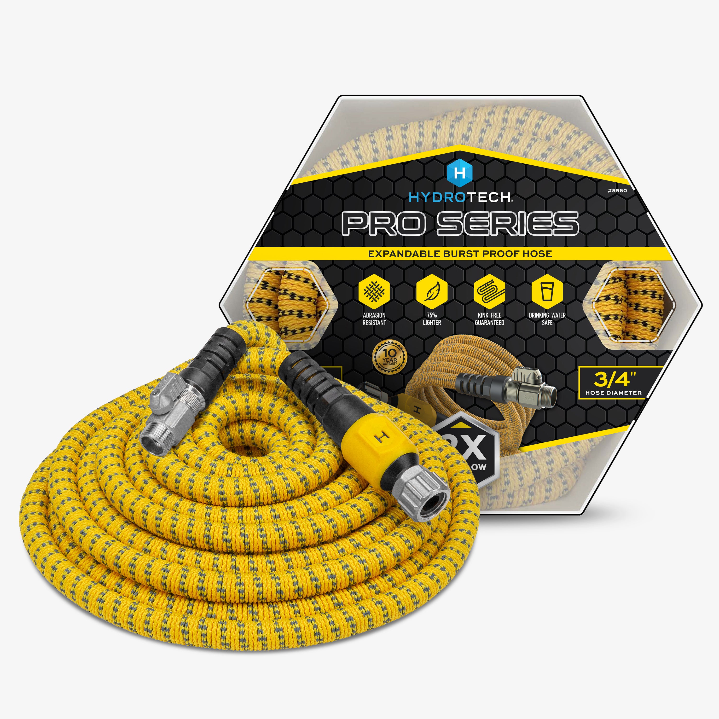 Pro Series Expandable 3/4 Inch Diameter x 100 ft Max Flow Garden Hose - Heavy Duty Water Hose for Lawn, Yard, Car Washing & Outdoor Cleaning