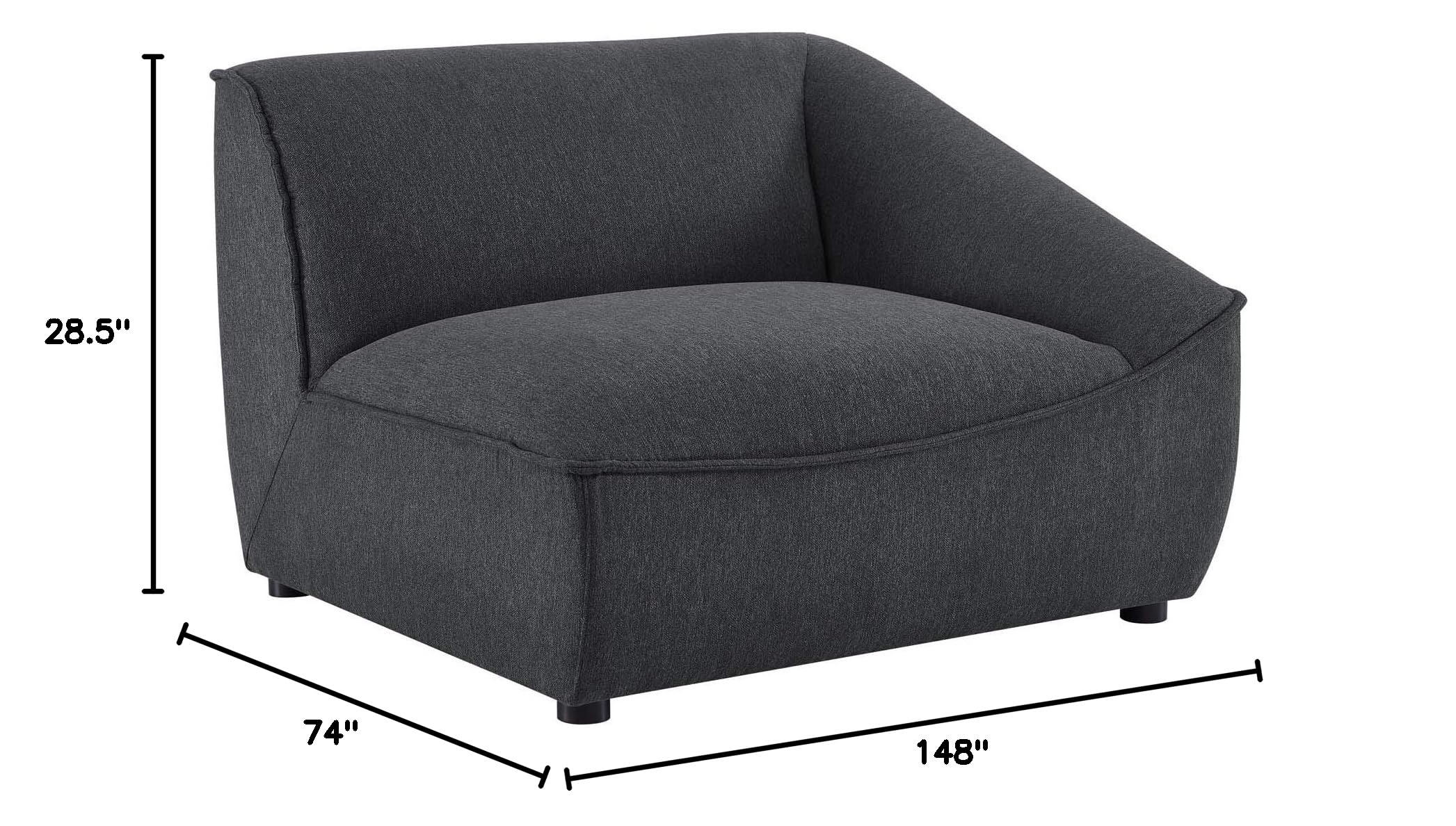 Modway Comprise 6-Piece Fabric Upholstered Sectional Sofa with Double Chaise in Charcoal - Perfect for Large Living Rooms, Family Gatherings & Home Theater Seating