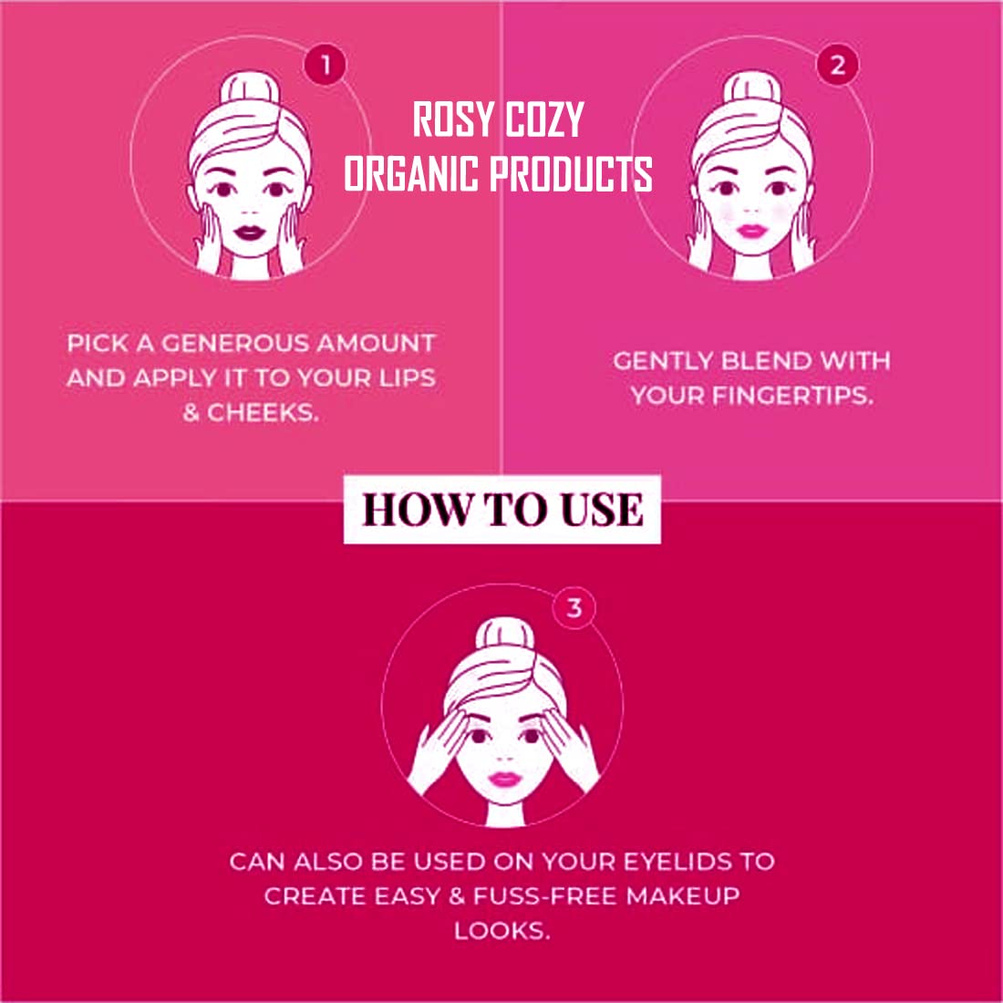 ROZY COZY Long Lasting Waterproof Lip & Cheek Tint - Glossy Finish Liquid Lip Stain for Women & Girls (Bold Pink) - Perfect for Everyday Wear, Date Night & Makeup Looks