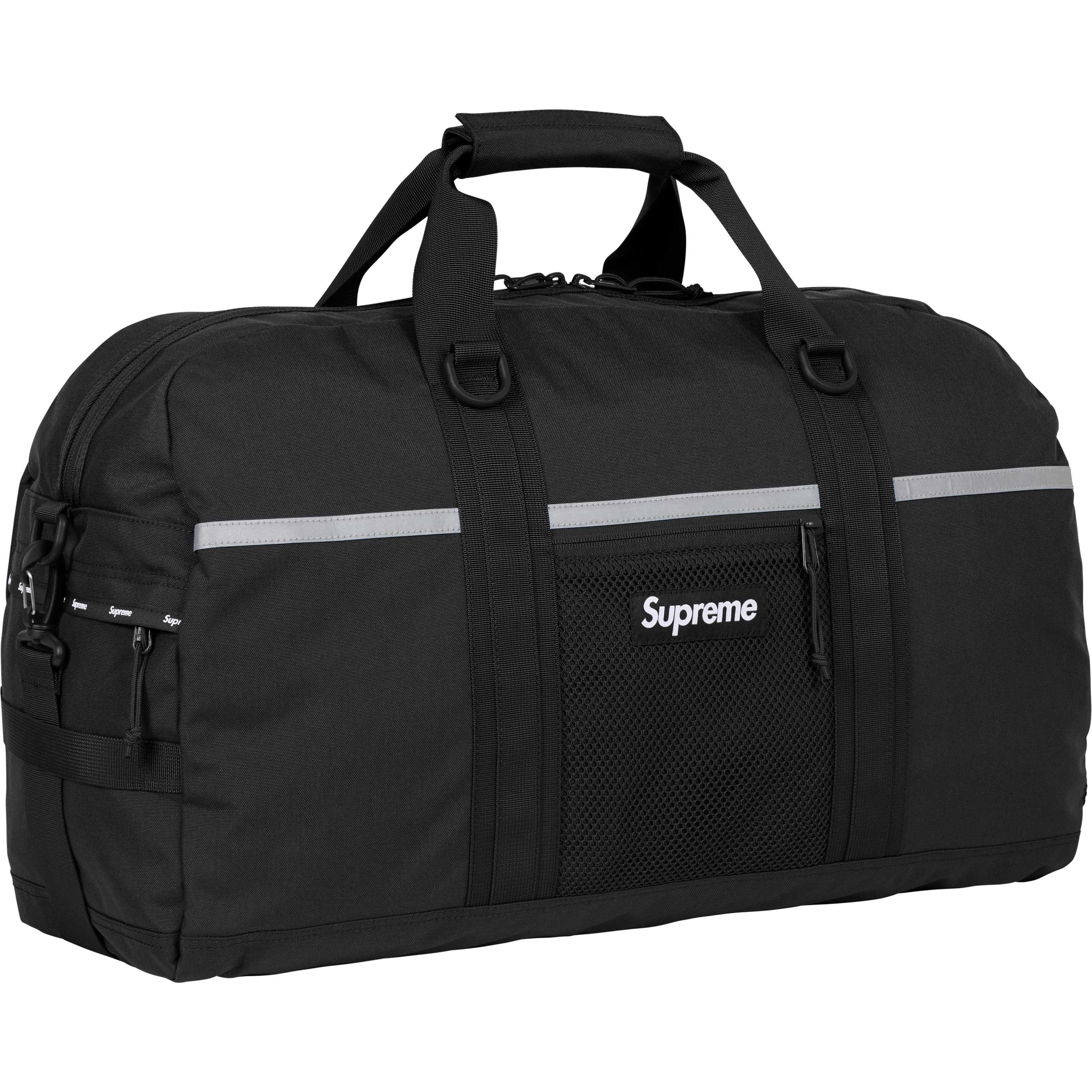 Supreme FW24 Duffle Bag - Waterproof Travel Duffel Bag for Men & Women, Gym Bag with Shoulder Strap, Black Carry-On Luggage for Workout, Weekend Trips & Outdoor Adventures